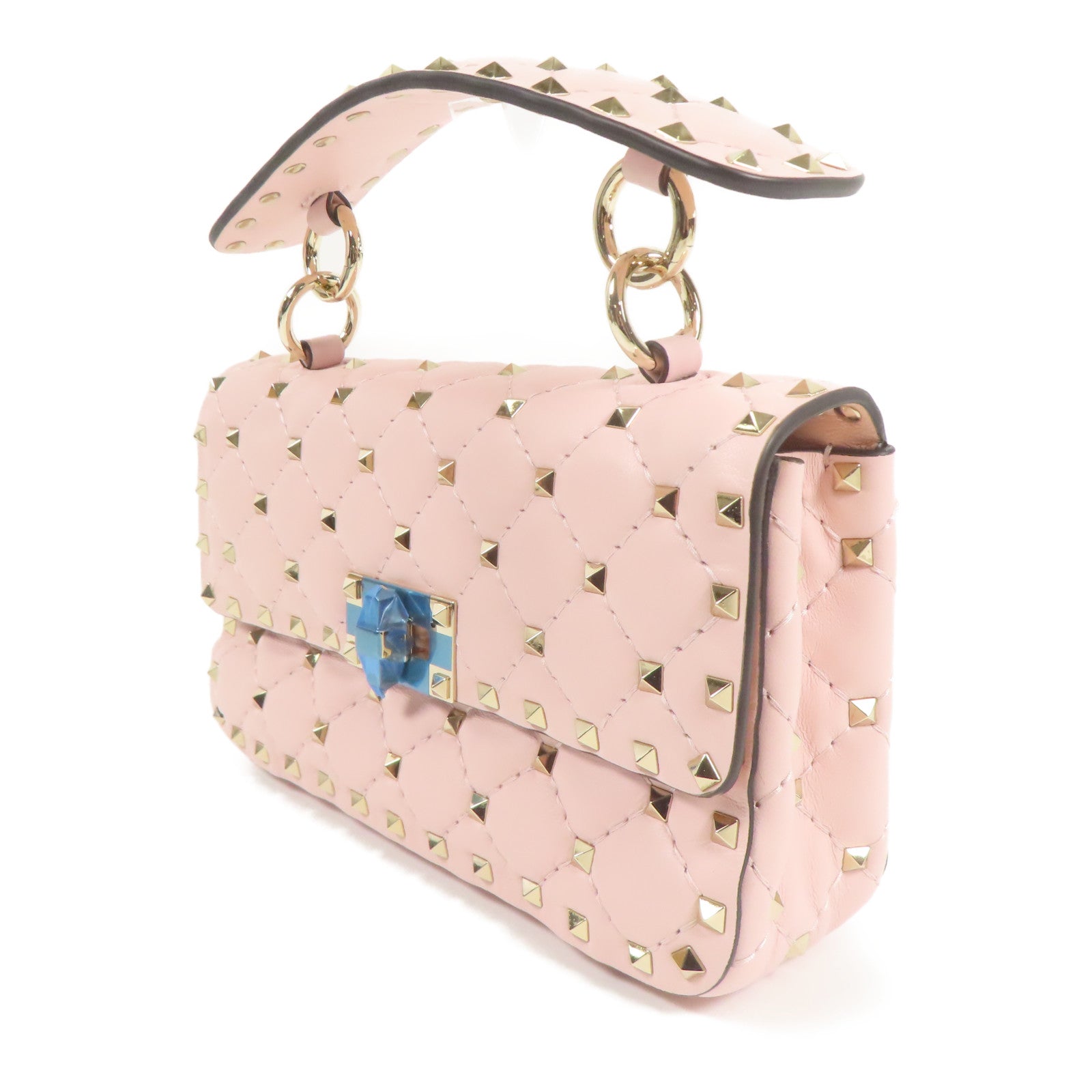 Valentino 皮革Rockstud Spike金扣鏈帶手挽肩背兩用袋