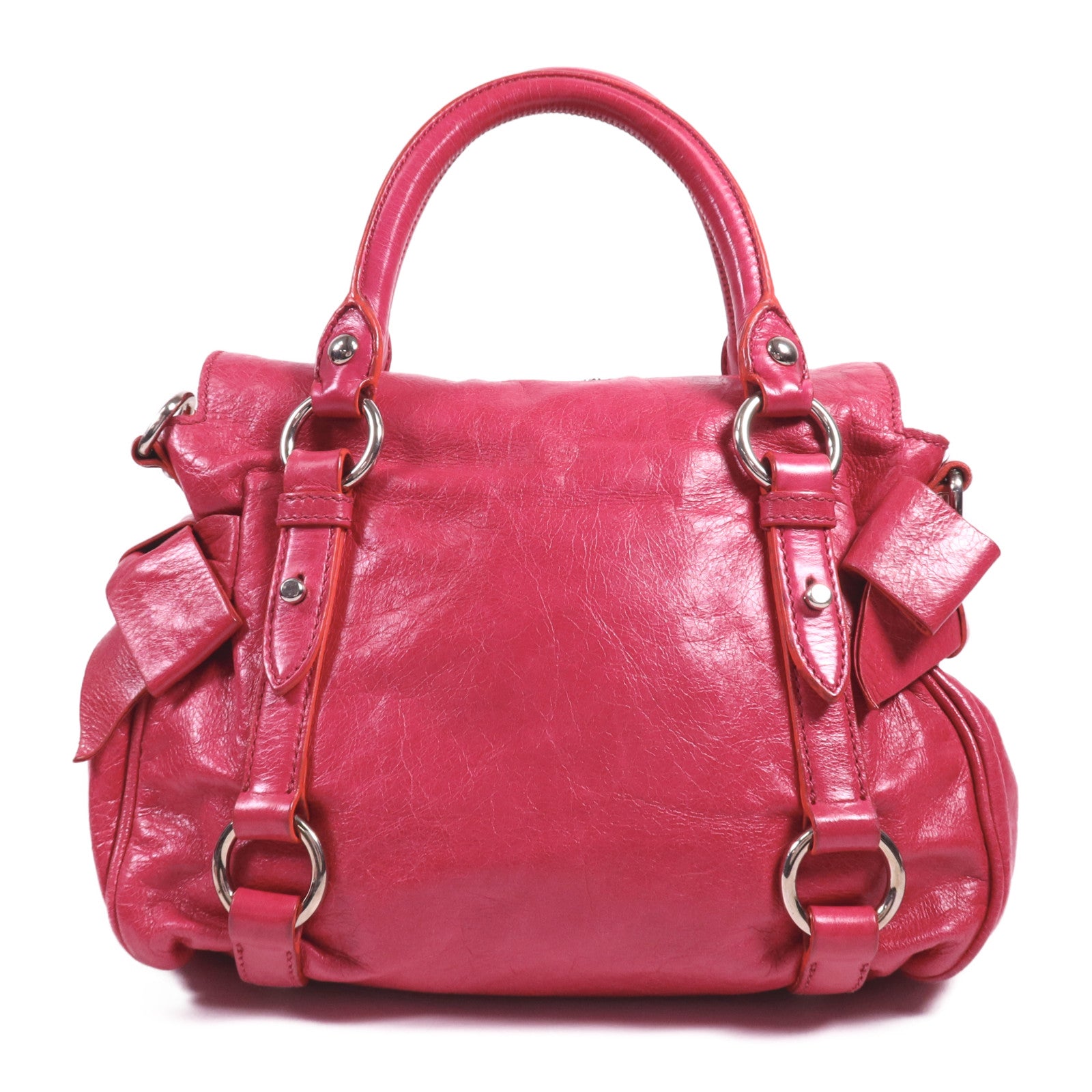 Miu Miu 牛皮皮革2 Way Shoulder銀扣手挽肩背兩用袋