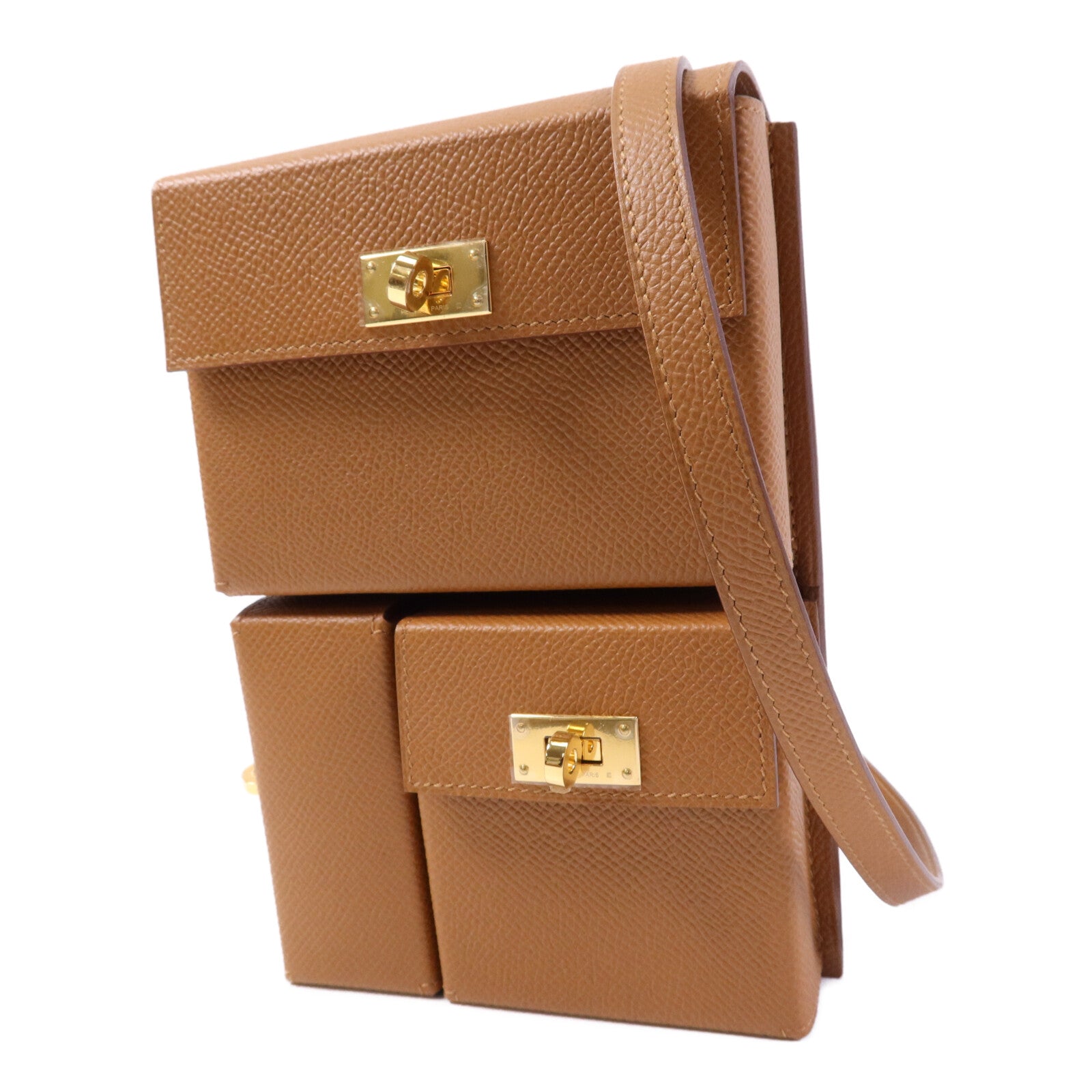 HERMES Epsom皮革Pochette Kelly Multipocket金扣肩背袋