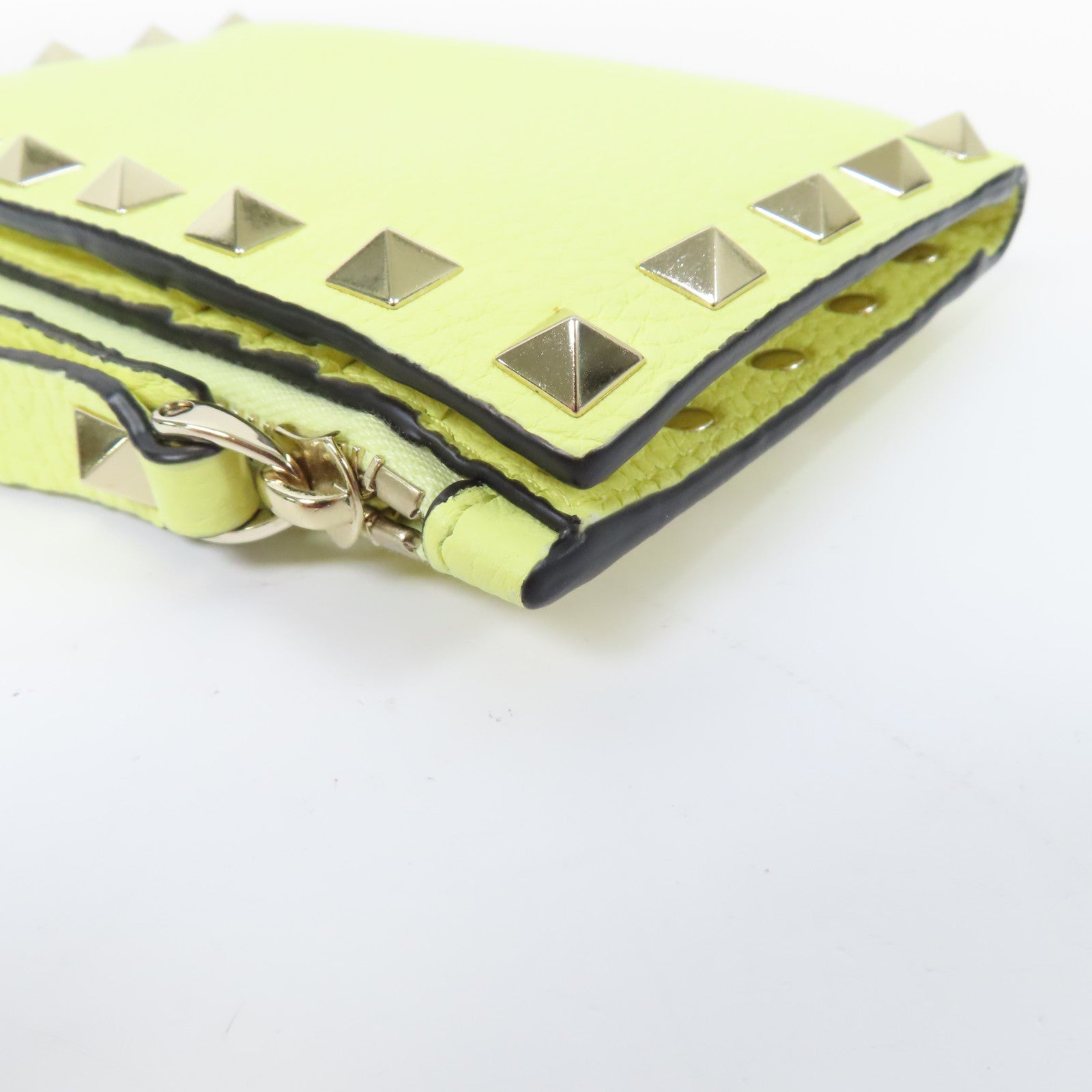 Valentino 牛皮皮革Card Case金扣卡片套黃色