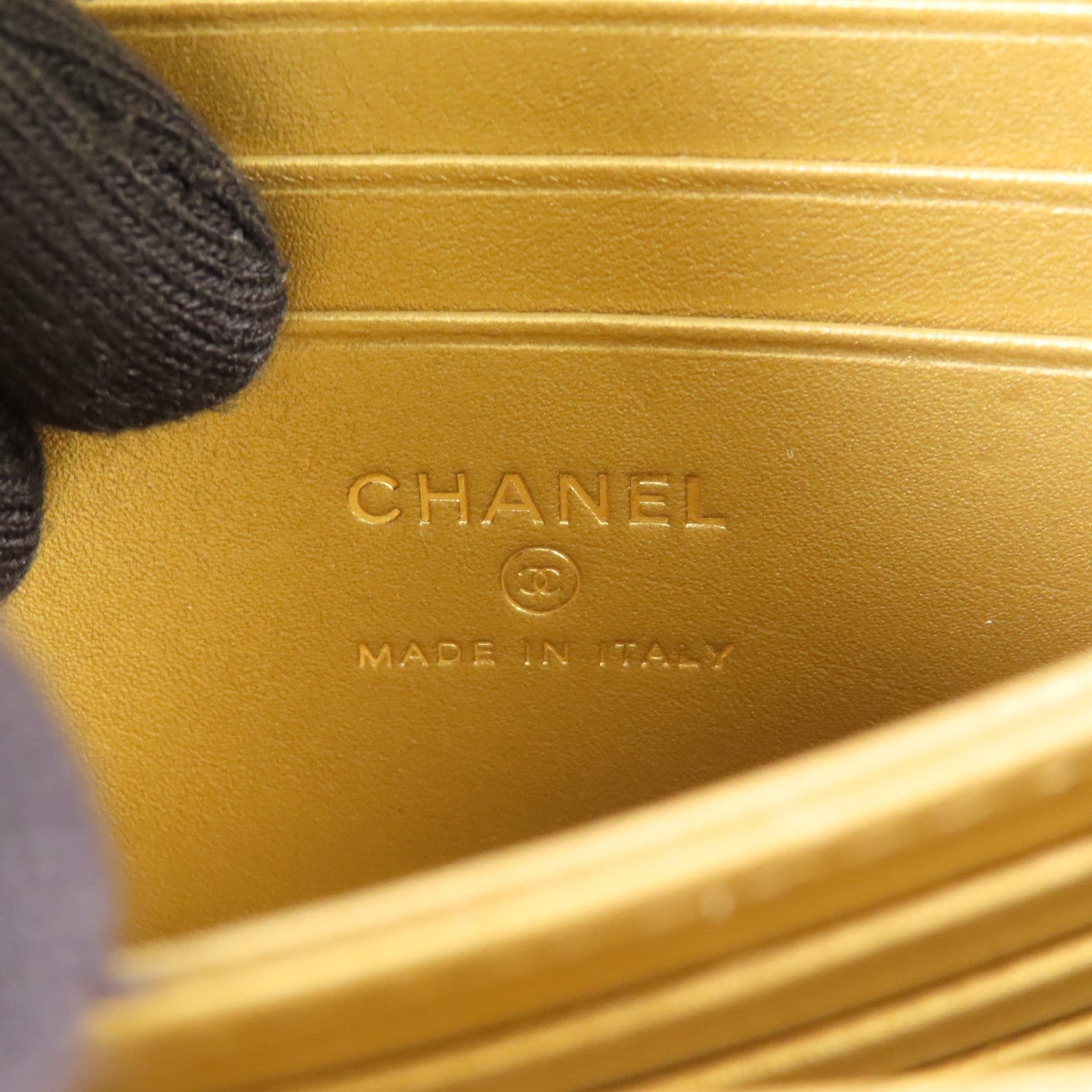 CHANEL 羊皮皮革Chain Shoulder金扣鏈帶肩背袋
