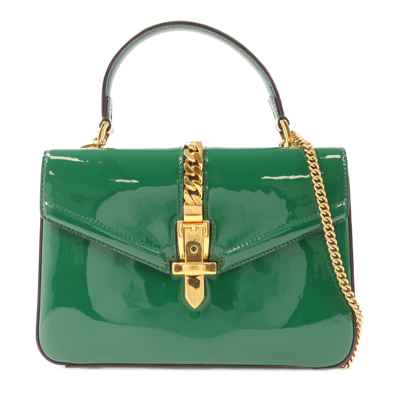 GUCCI 【激減優惠】漆皮皮革Sylvie 1969 Bag金扣手挽肩背兩用袋