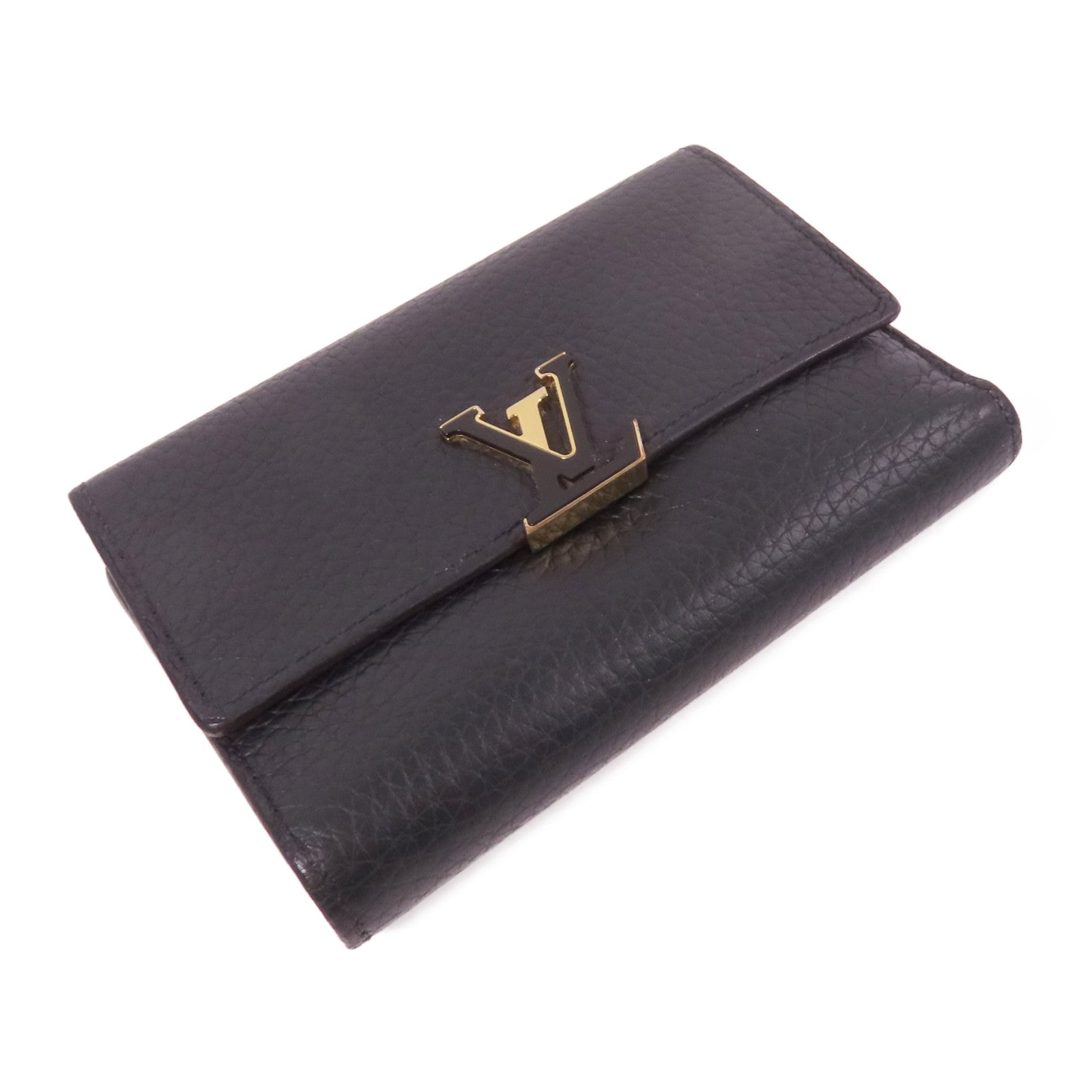 LOUIS VUITTON Taurillon Capucines Compact Trifold Wallet金扣錢包
