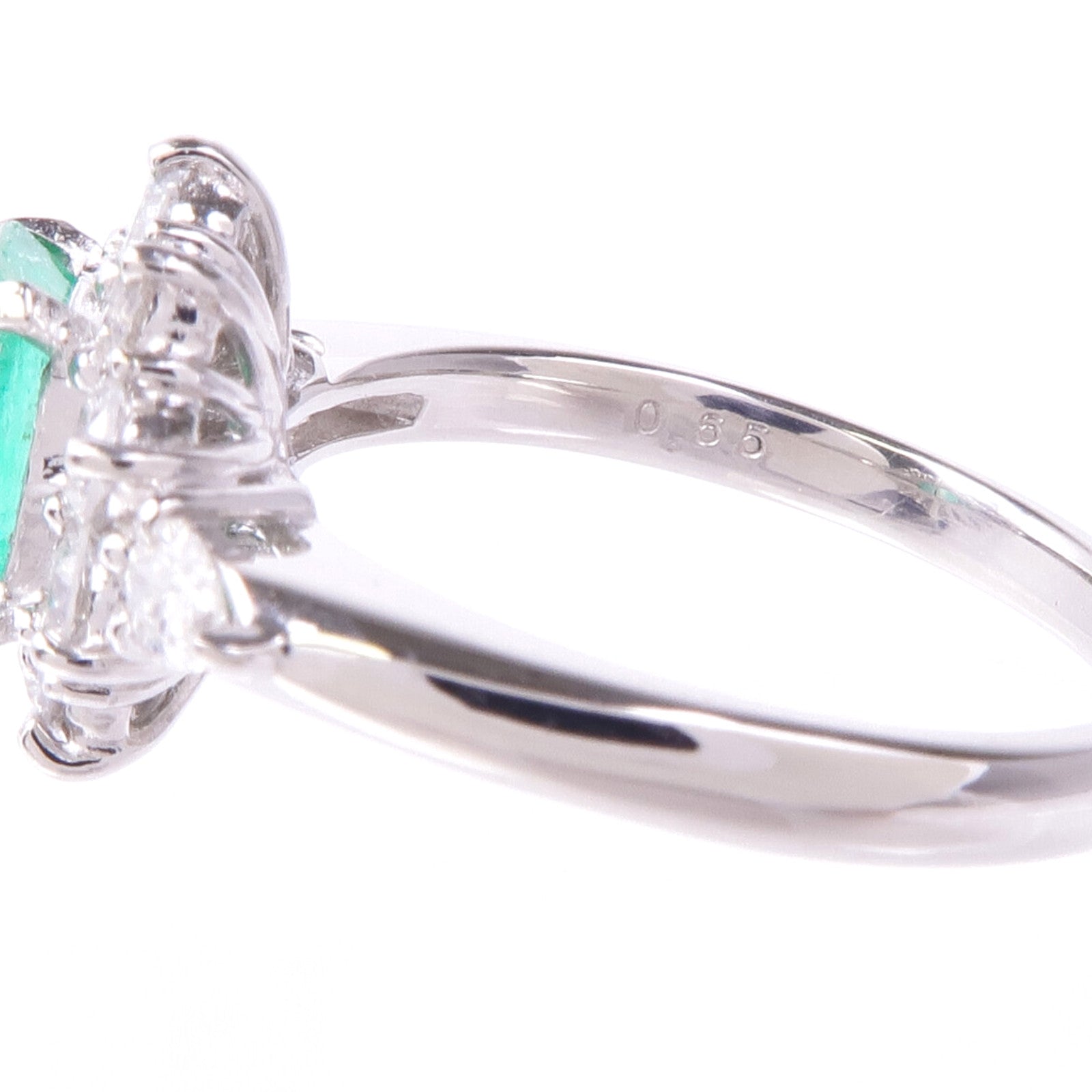 JEWELRY PT900鉑金Emerald Diamond Ring綠寶石/鑽石戒指US#5.5