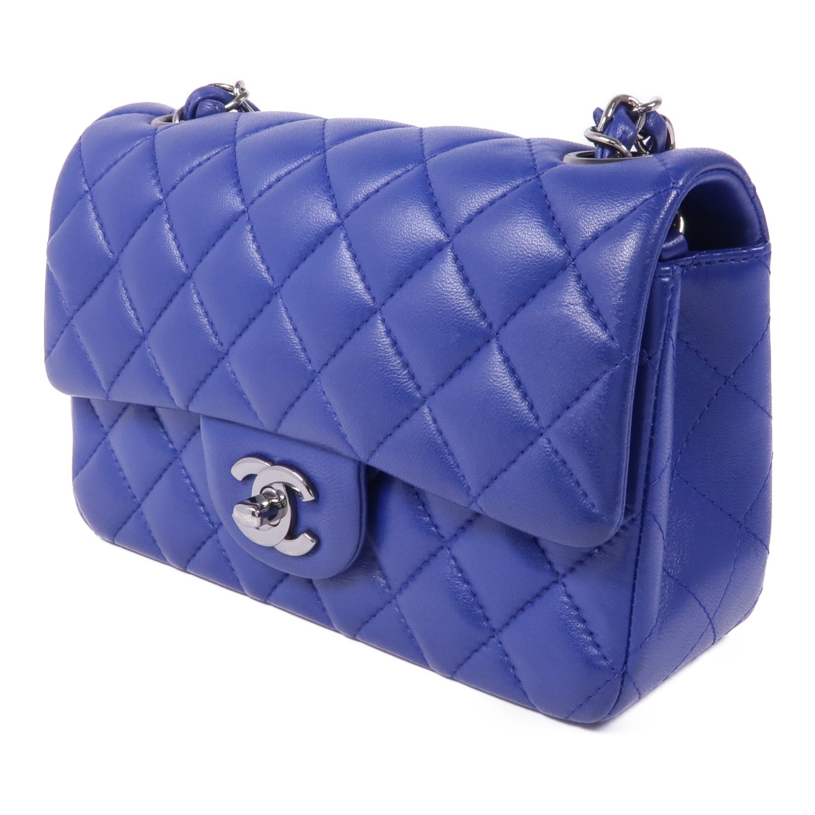 CHANEL 羊皮皮革Mini Classic 20銀扣鏈帶肩背袋