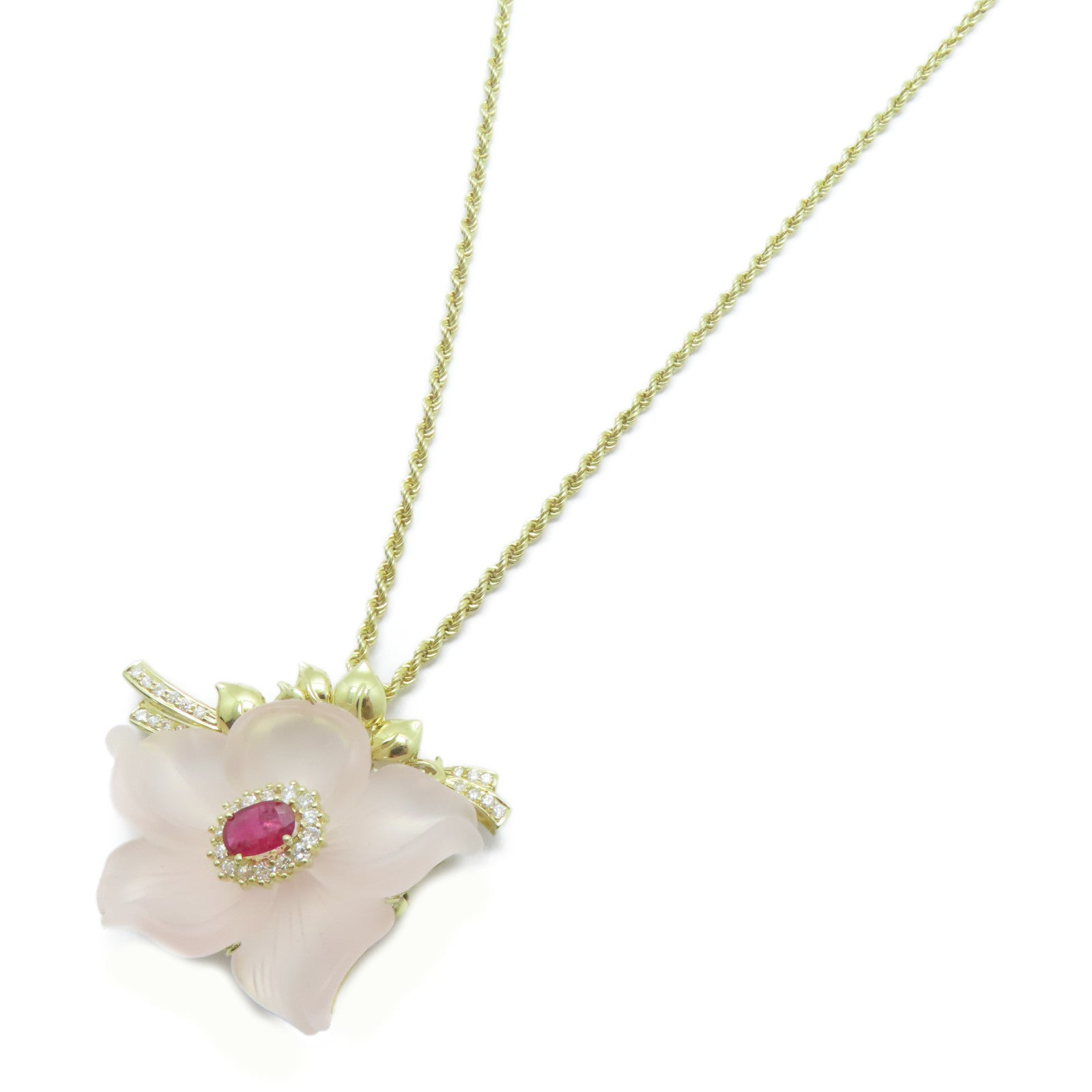 JEWELRY 18K黃金Necklace 30.68ct Quartz/0.55ct紅寶石項鍊