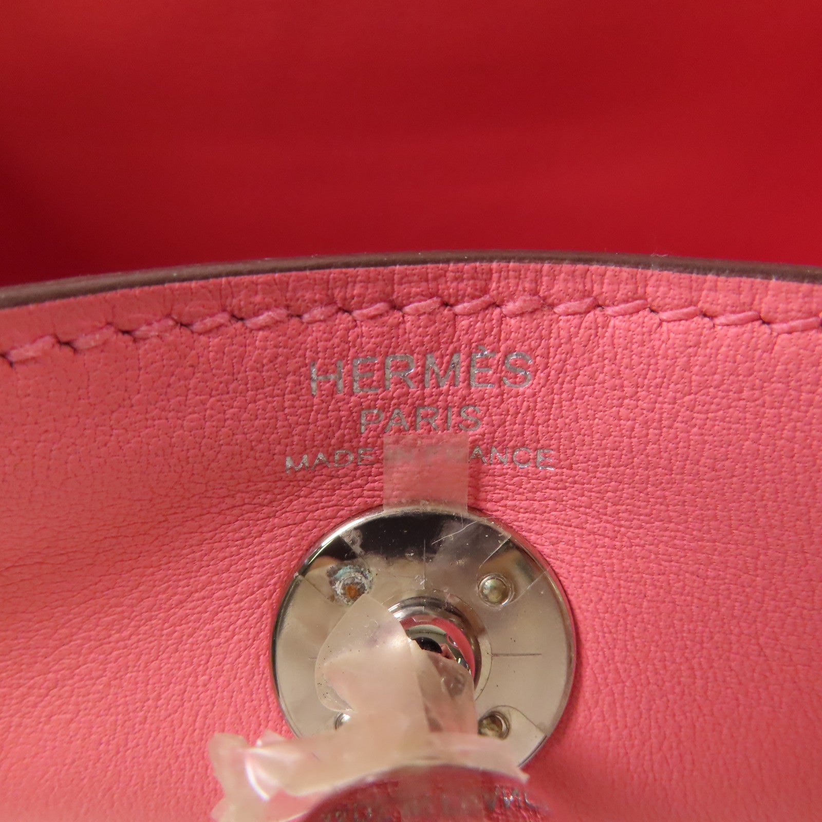 HERMES Swift皮革Mini Lindy銀扣肩背袋Rose Ete