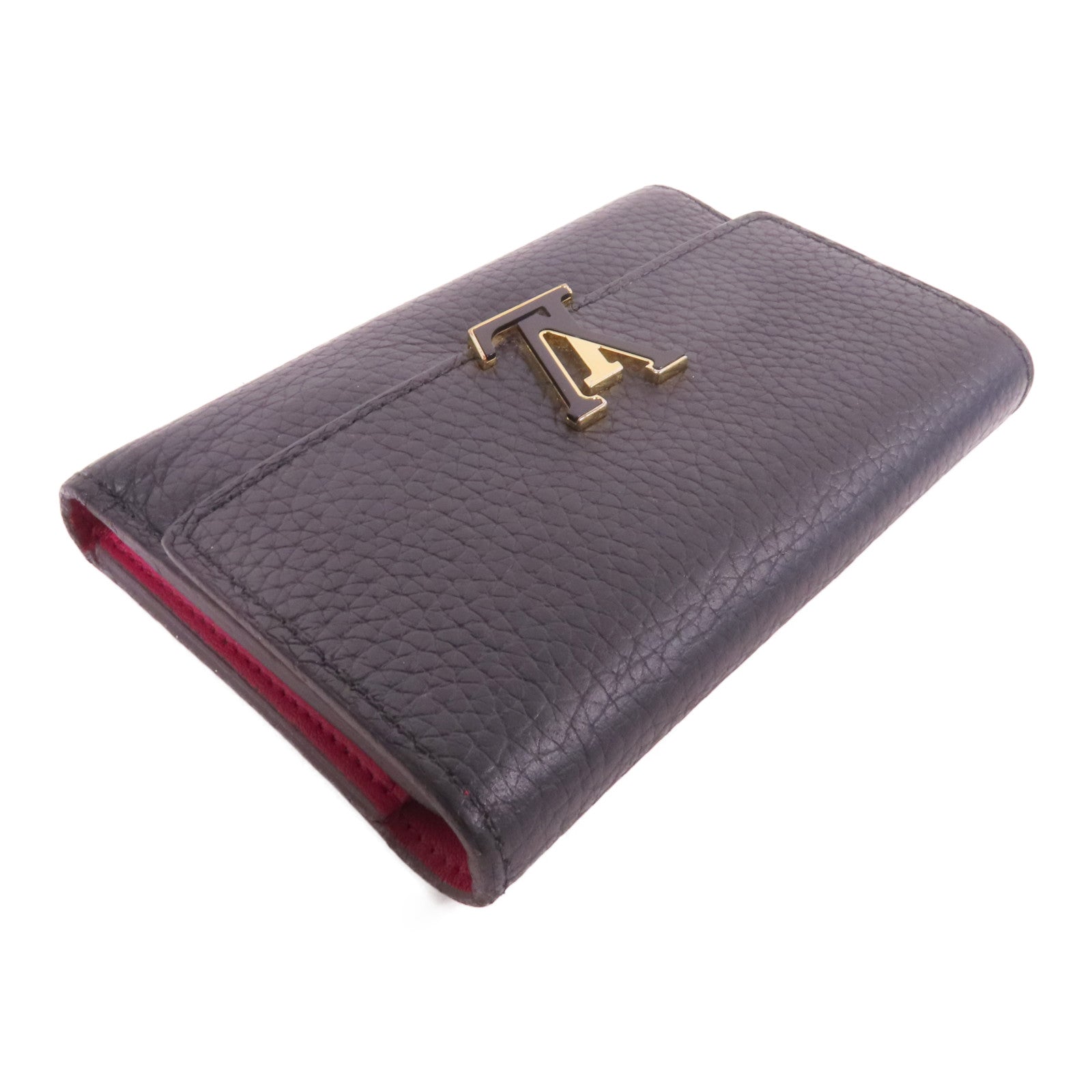 LOUIS VUITTON Taurillon Capucines Compact Trifold Wallet金扣錢包