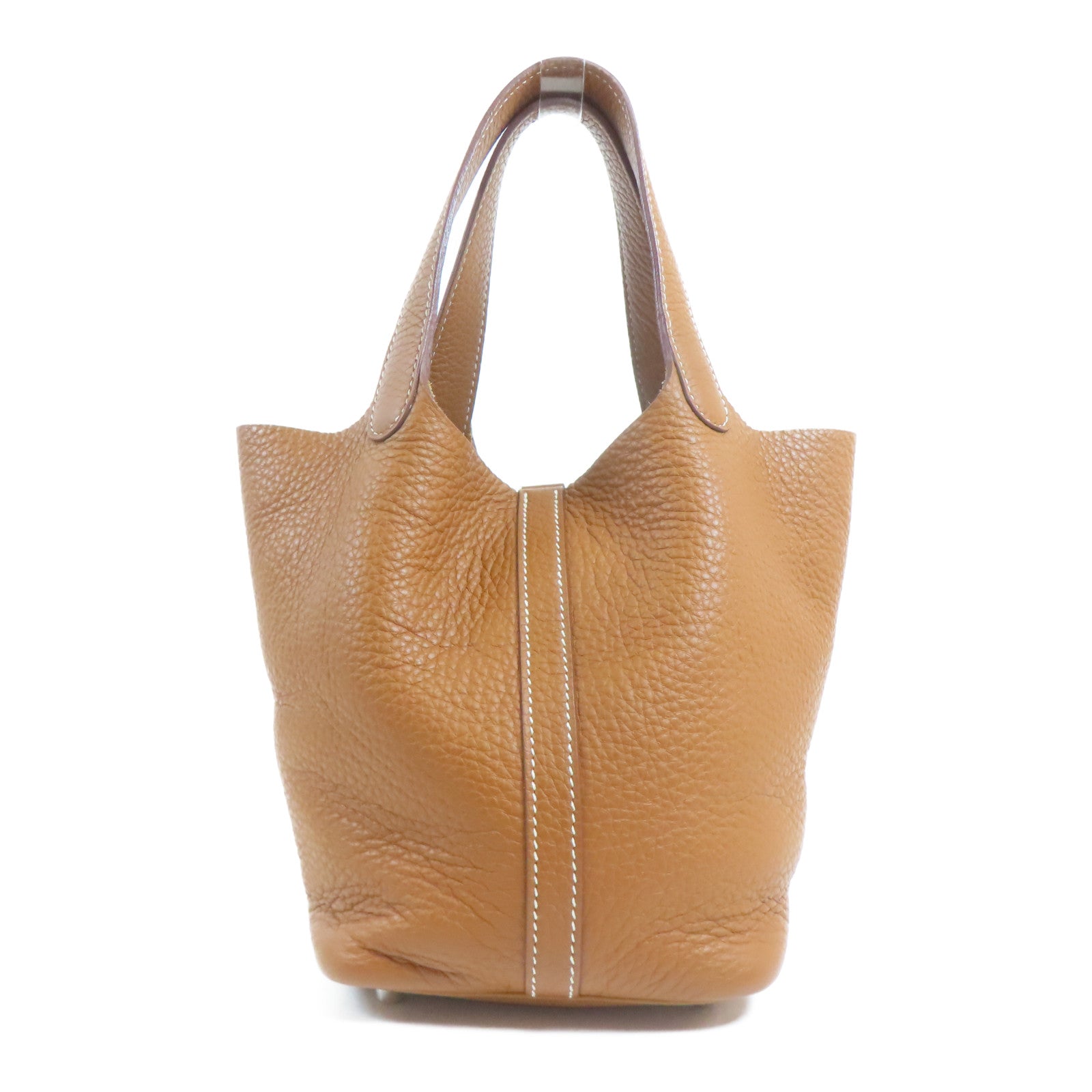 HERMES PHW Picotin PM Handbag Togo Leather Brown