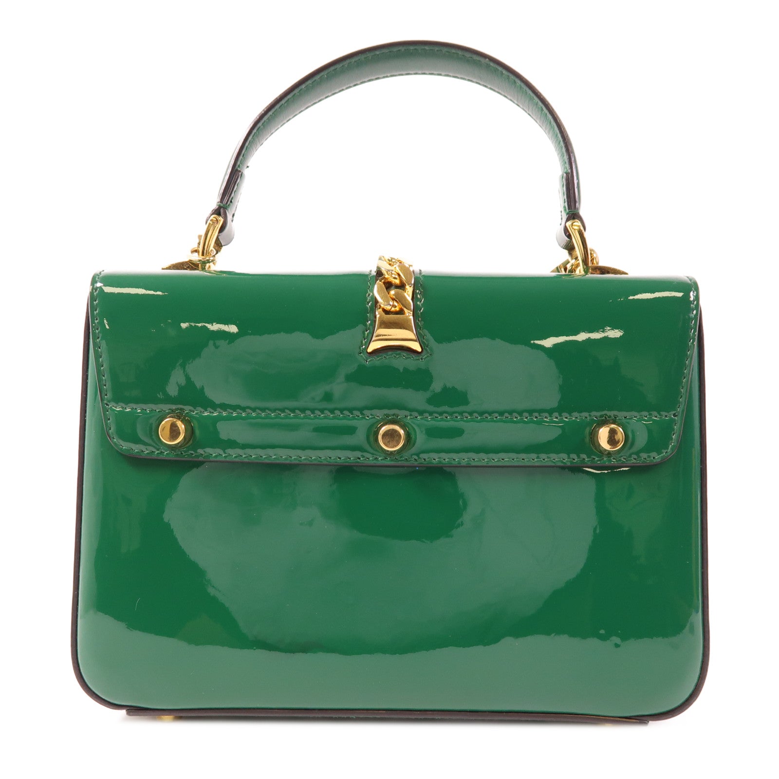 GUCCI 漆皮皮革Sylvie 1969 Bag金扣手挽肩背兩用袋