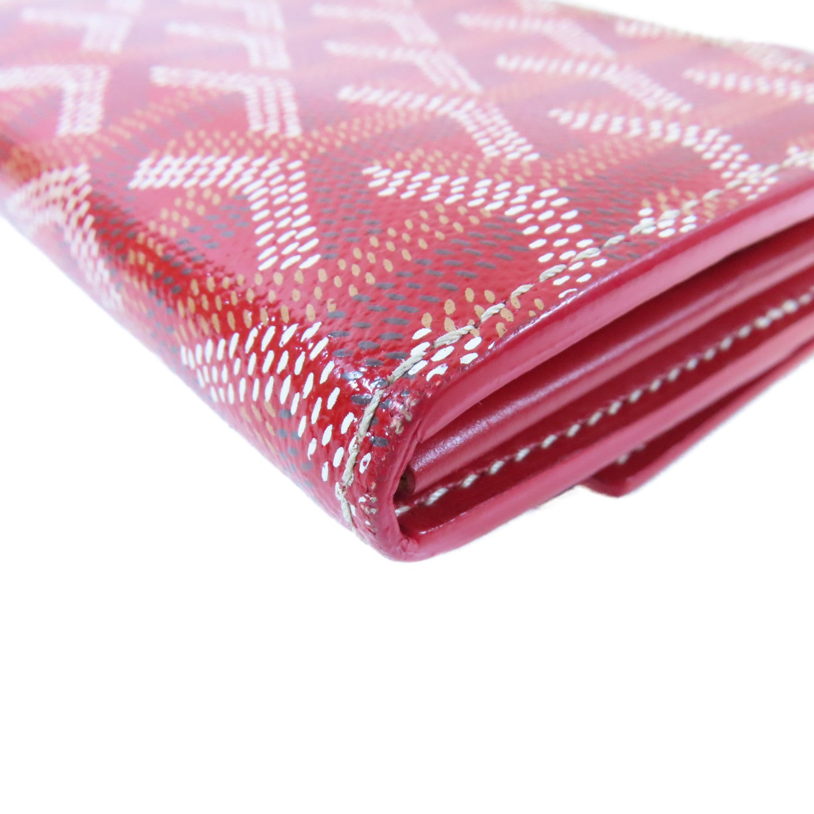 GOYARD 塗層帆布Fold Wallet銀扣長錢包紅色