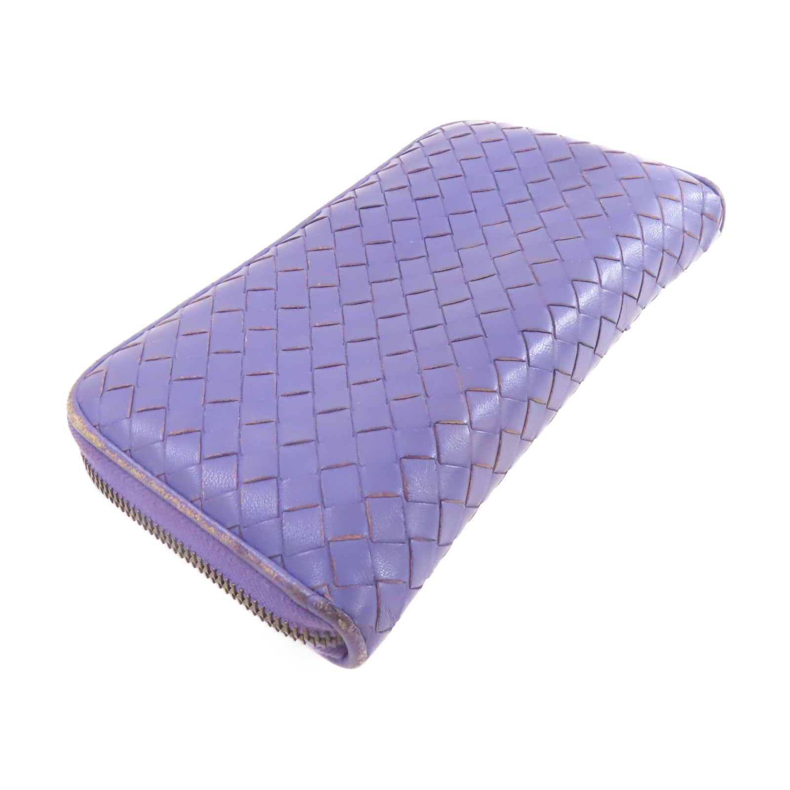BOTTEGA VENETA 【激減優惠】織紋皮革Zipper Long Wallet拉鏈長錢包紫色
