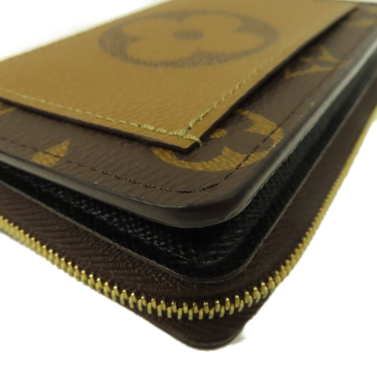 LOUIS VUITTON Monogram/Monogram Reverse Lou Wallet金扣錢包啡色