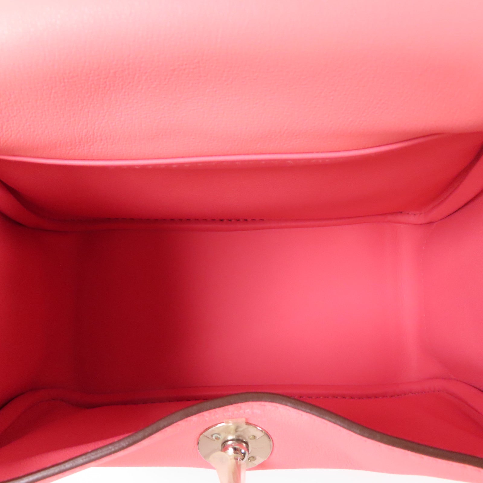 HERMES Swift皮革Mini Lindy銀扣肩背袋Rose Ete