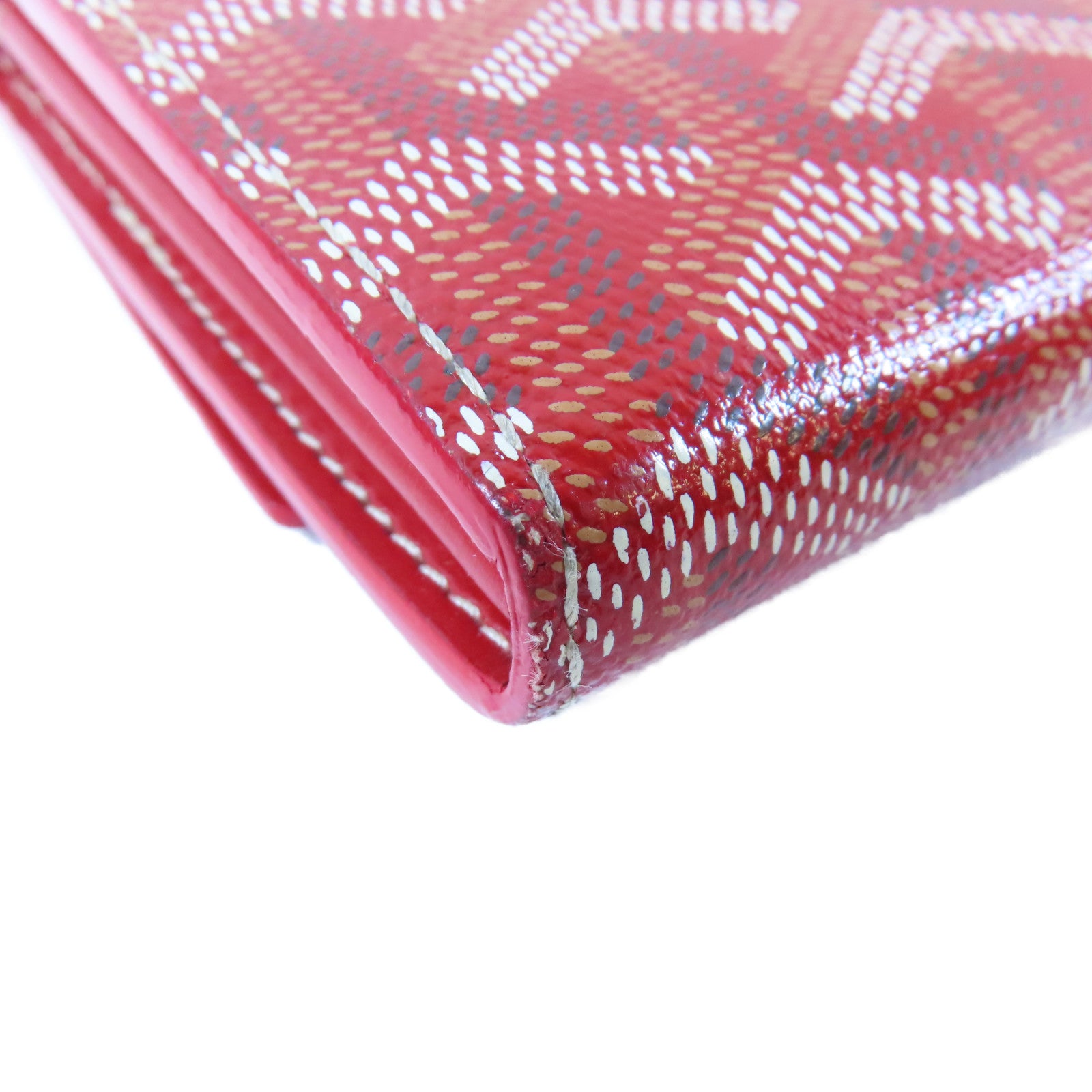 GOYARD 塗層帆布Fold Wallet銀扣長錢包紅色