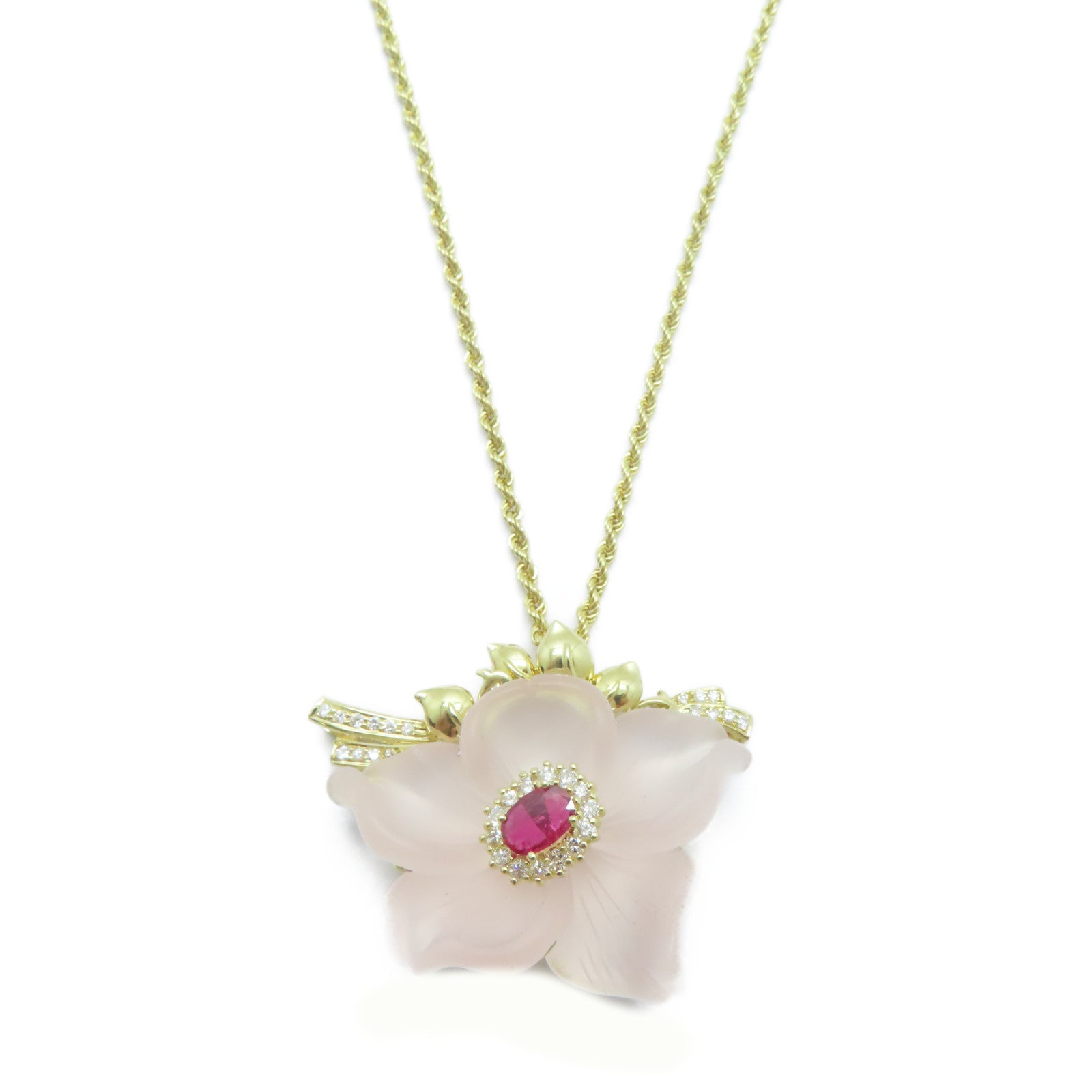 JEWELRY 18K黃金Necklace 30.68ct Quartz/0.55ct紅寶石項鍊