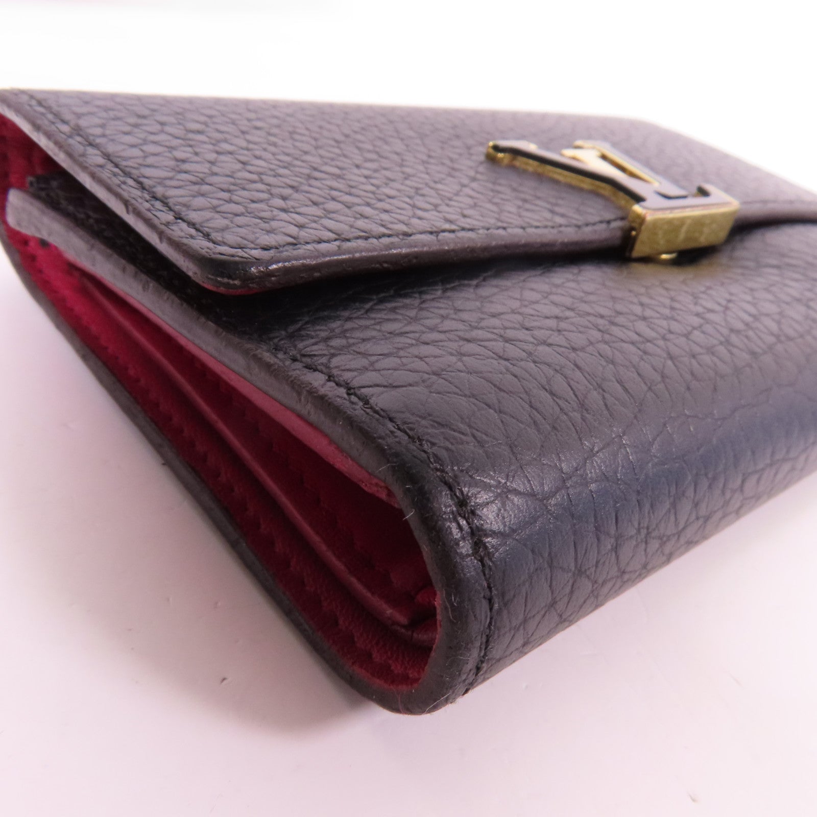 LOUIS VUITTON Taurillon Capucines Compact Trifold Wallet金扣錢包