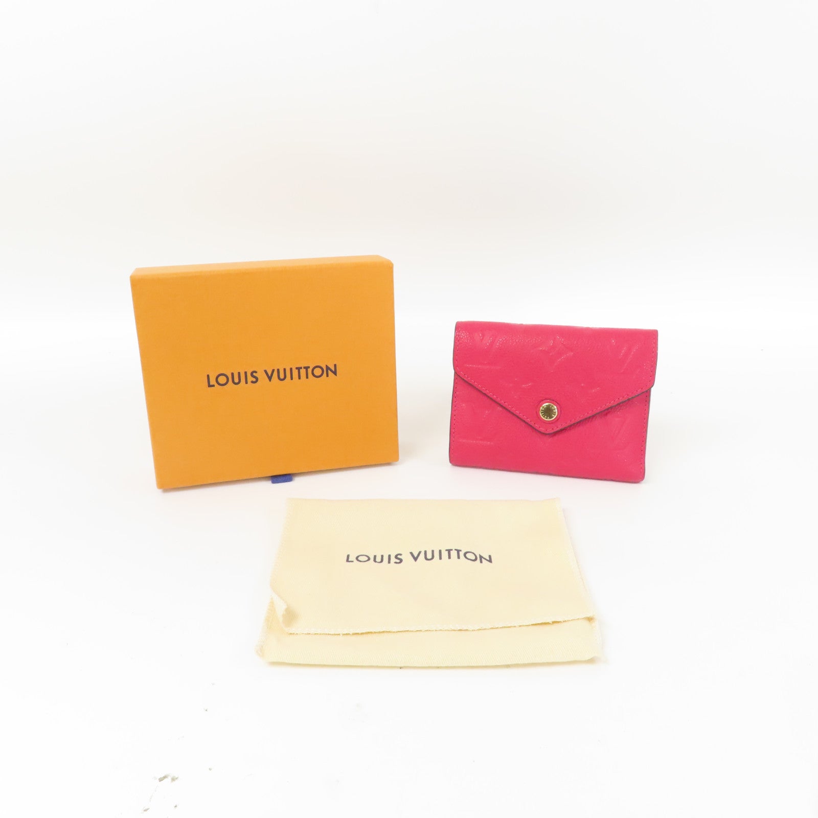 LOUIS VUITTON Monogram Empreinte Victorine Wallet金扣錢包桃紅色