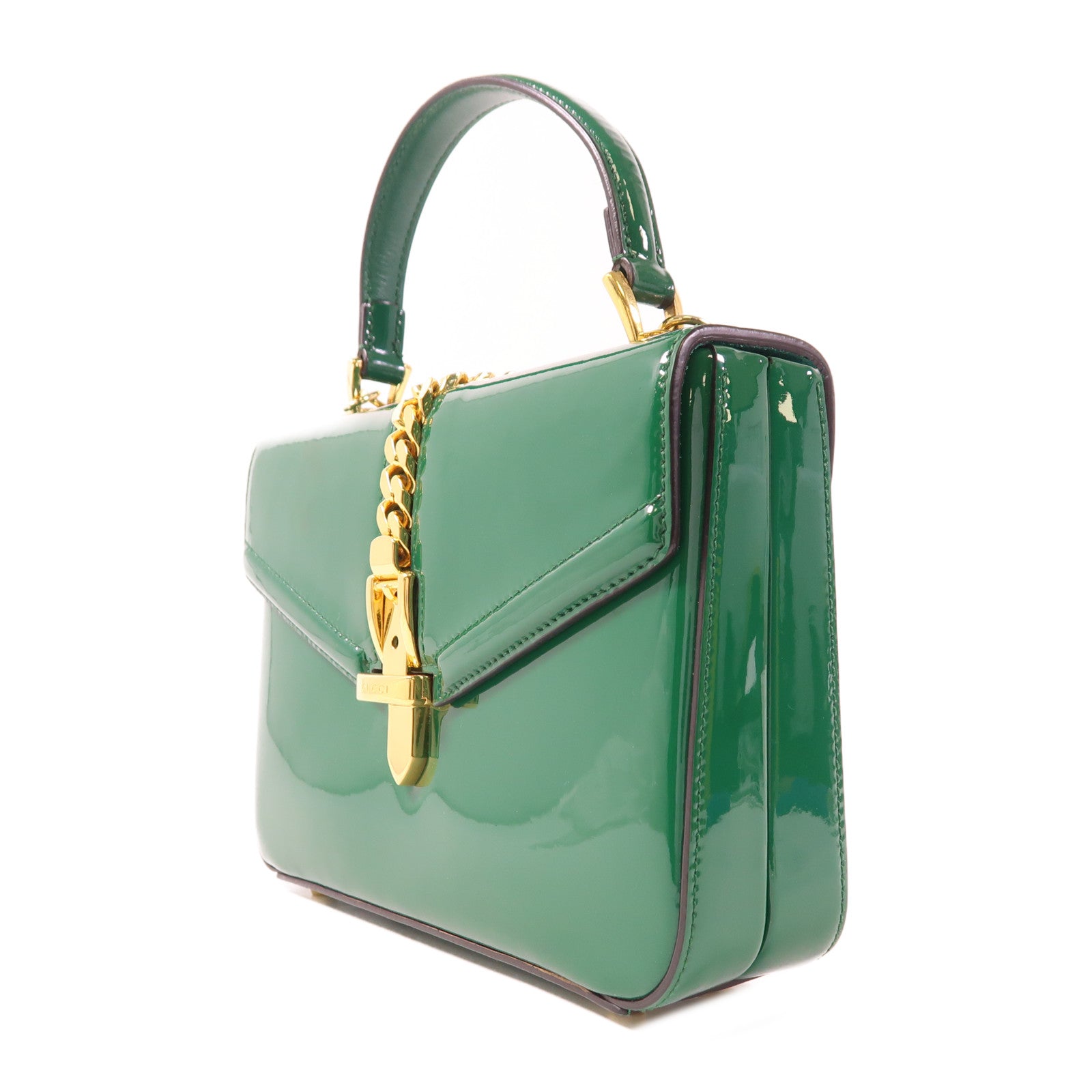 GUCCI 漆皮皮革Sylvie 1969 Bag金扣手挽肩背兩用袋