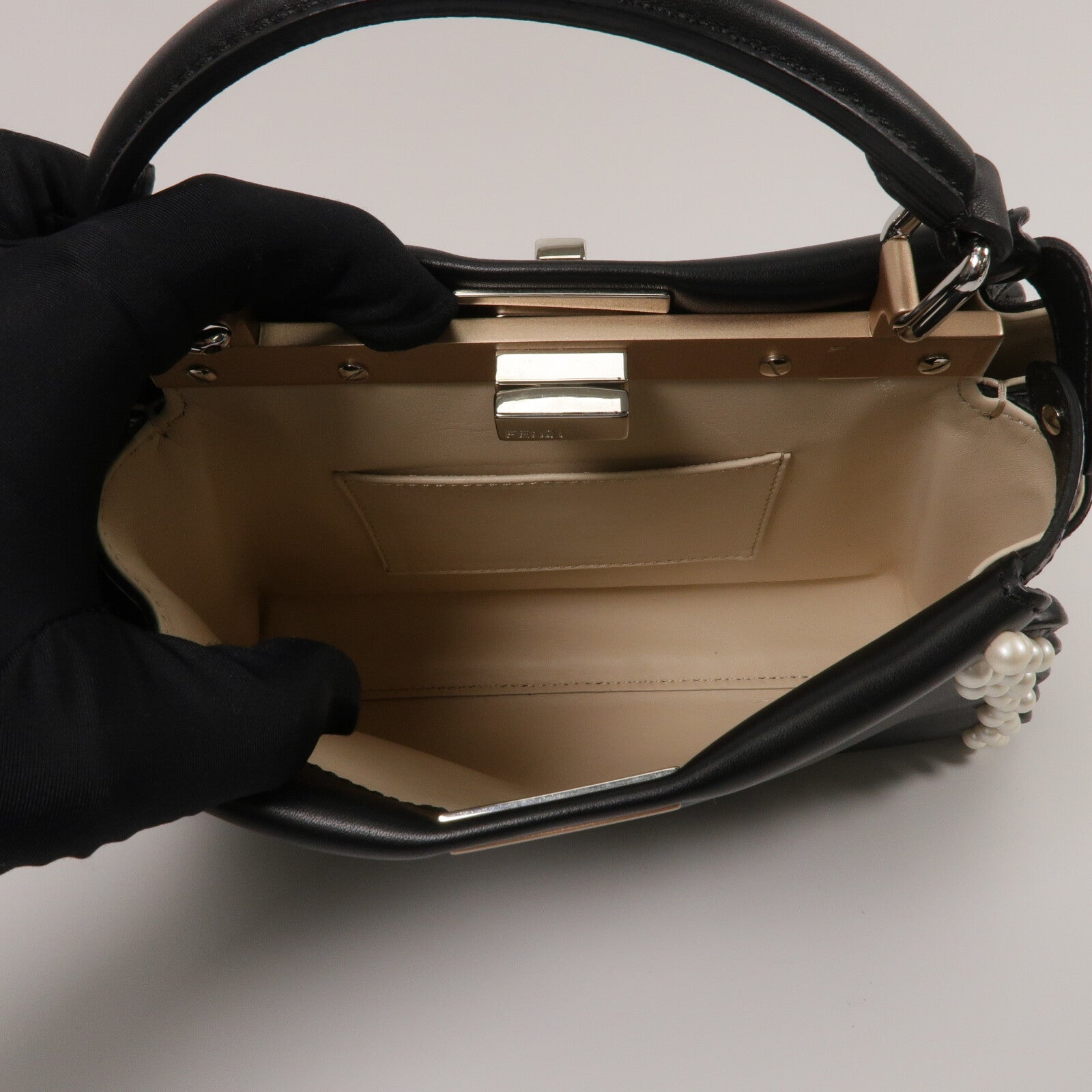 FENDI 牛皮皮革Peekaboo Mini手挽肩背兩用袋