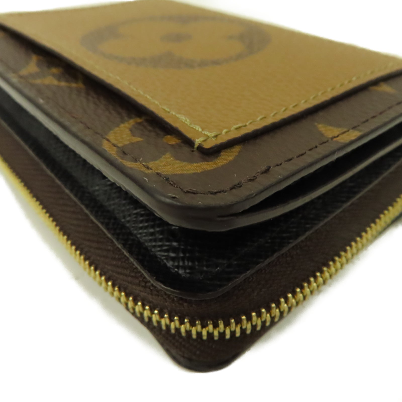 LOUIS VUITTON Monogram/Monogram Reverse Lou Wallet金扣錢包啡色