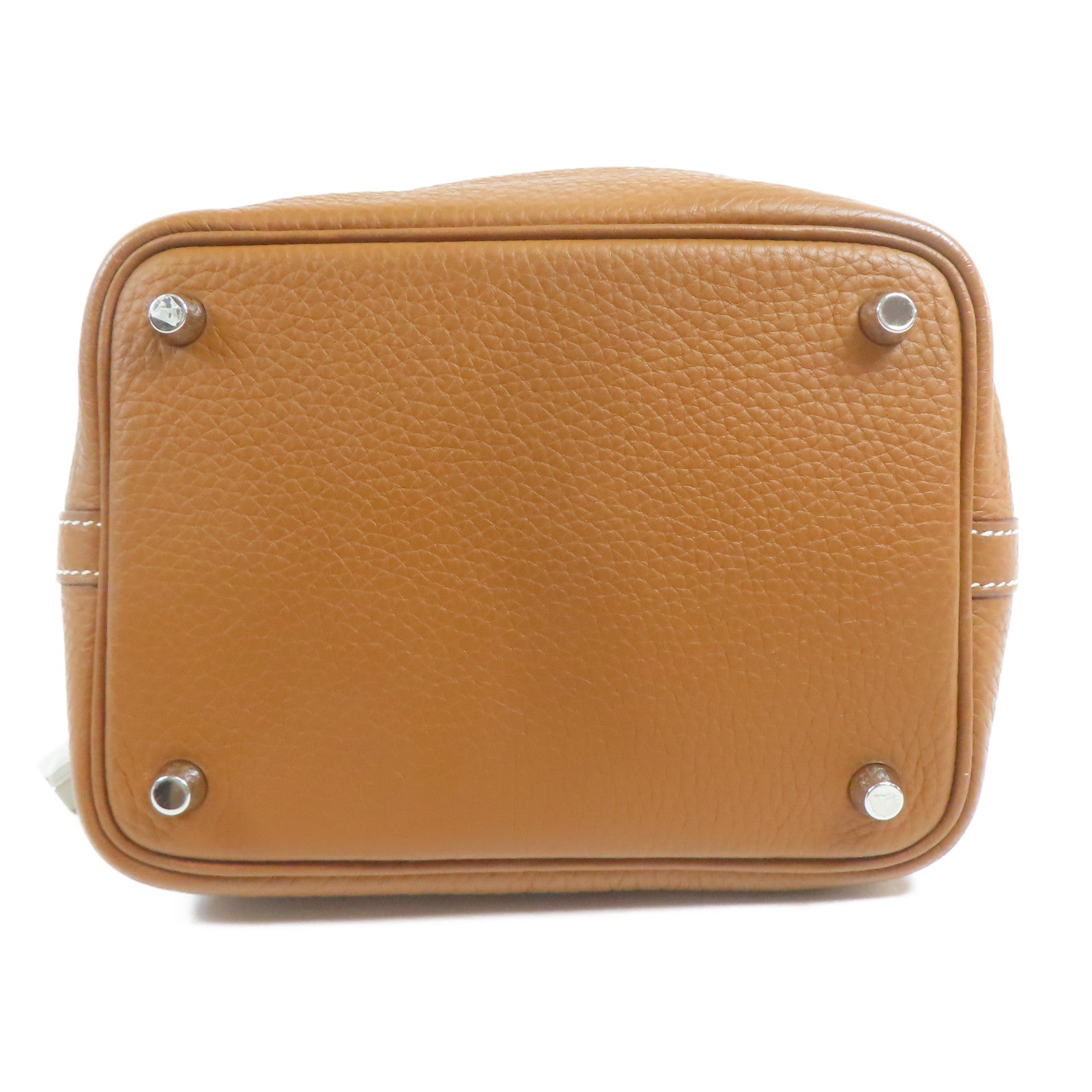 HERMES PHW Picotin PM Handbag Togo Leather Brown