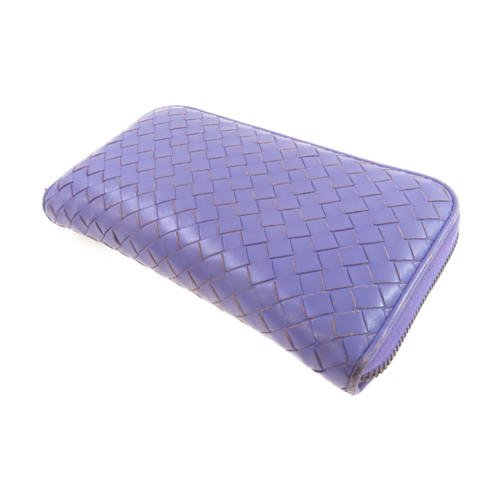 BOTTEGA VENETA 【激減優惠】織紋皮革Zipper Long Wallet拉鏈長錢包紫色