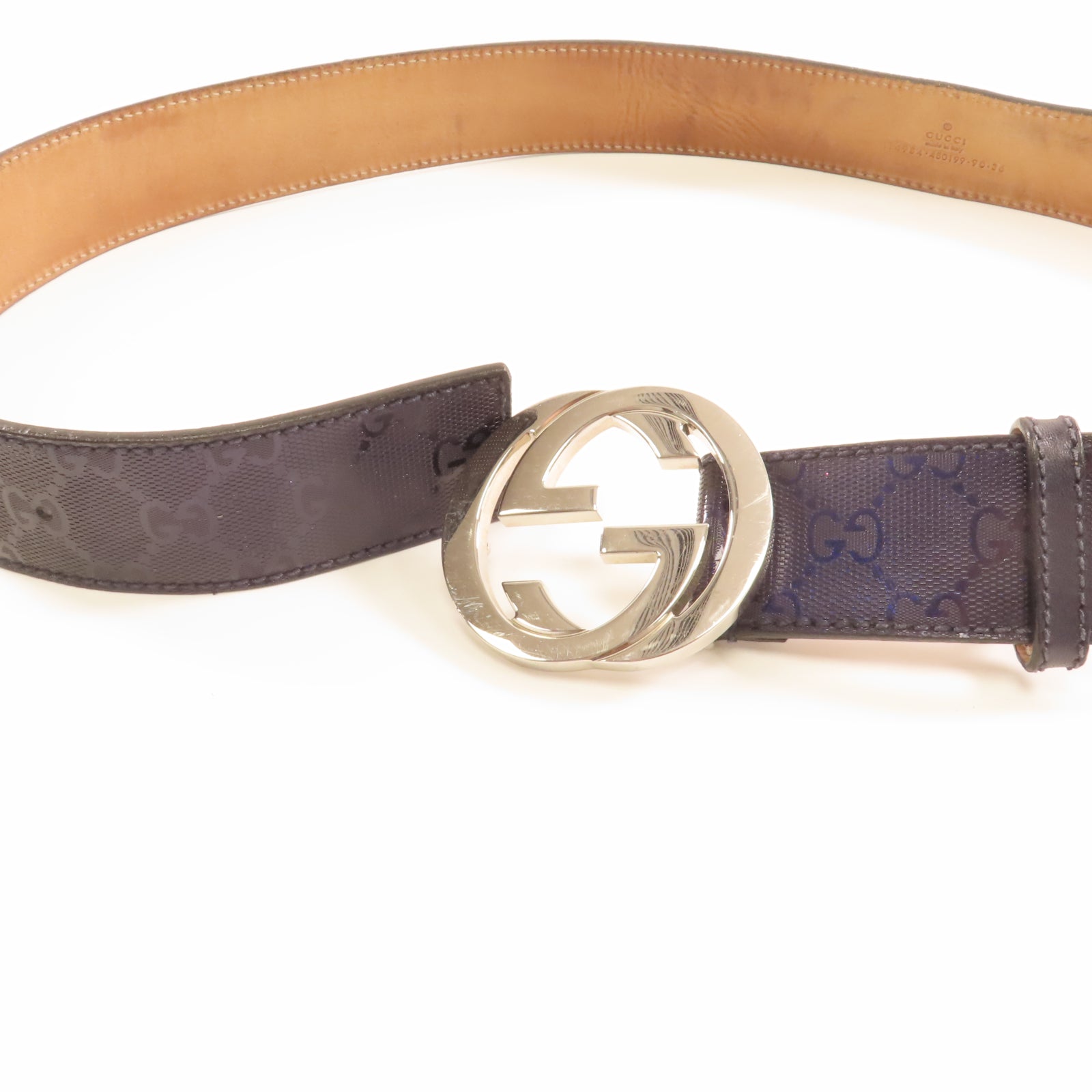 GUCCI PVC Belt銀扣皮帶藍色