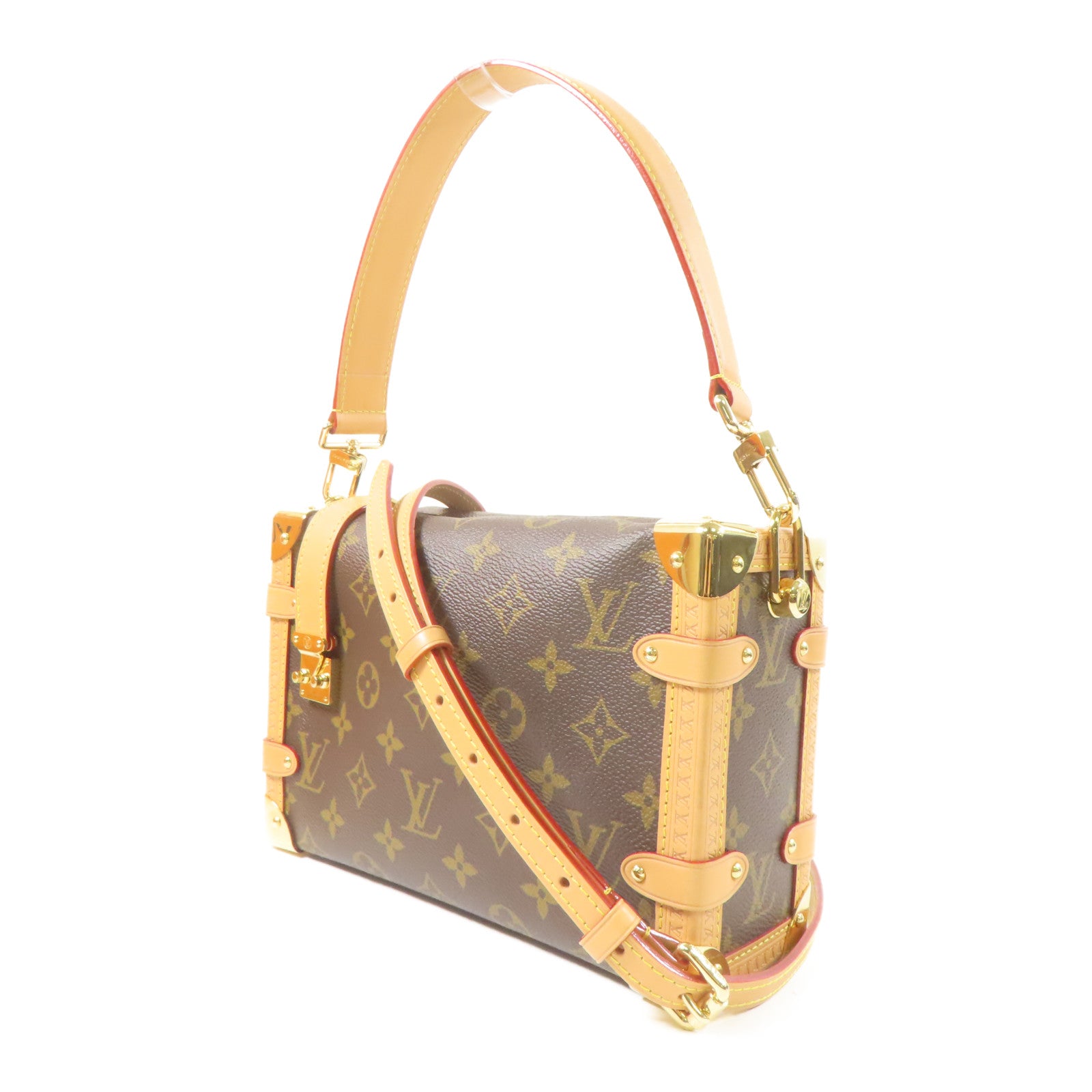 LOUIS VUITTON Monogram Side Trunk MM金扣手挽肩背兩用袋啡色