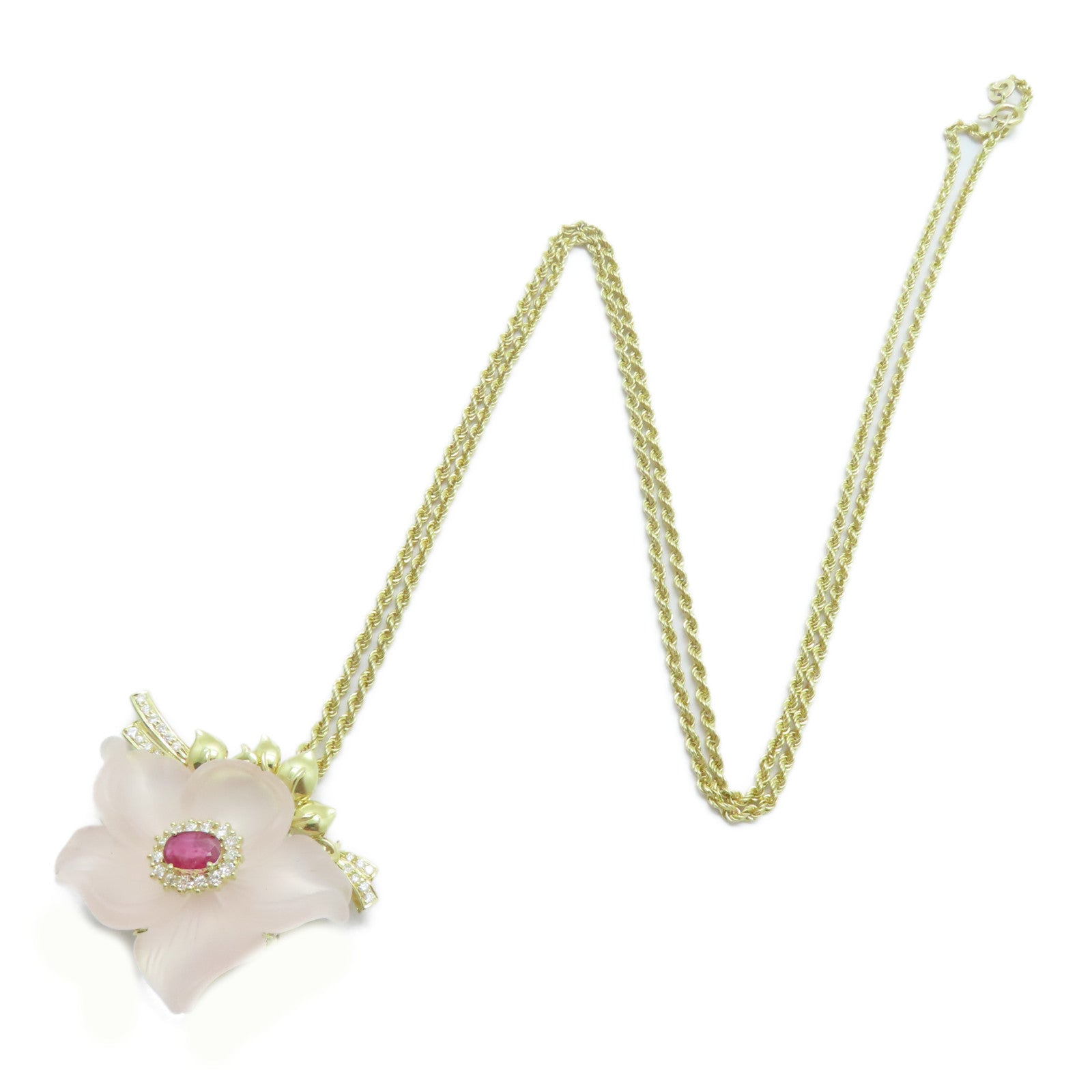 JEWELRY 18K黃金Necklace 30.68ct Quartz/0.55ct紅寶石項鍊