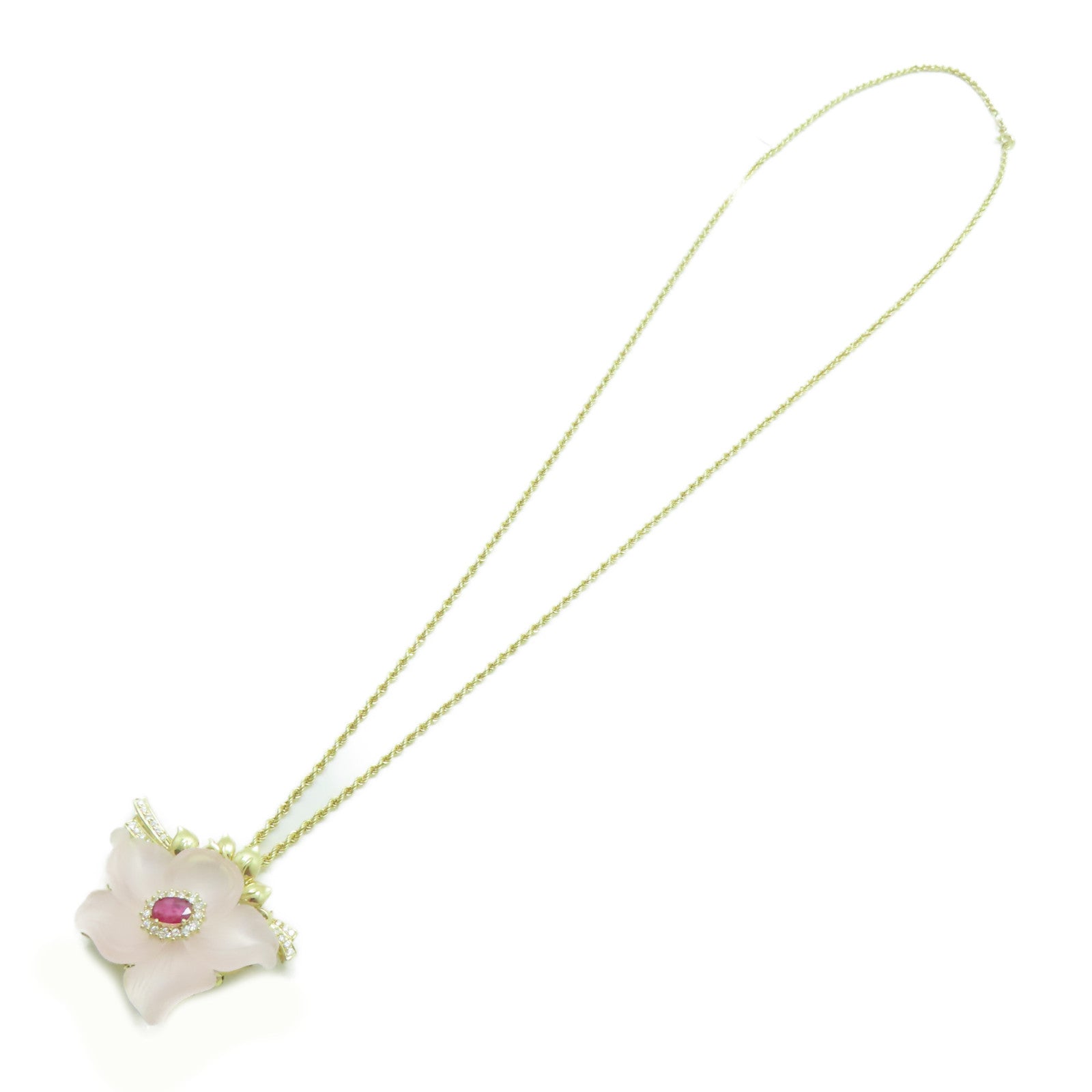 JEWELRY 18K黃金Necklace 30.68ct Quartz/0.55ct紅寶石項鍊