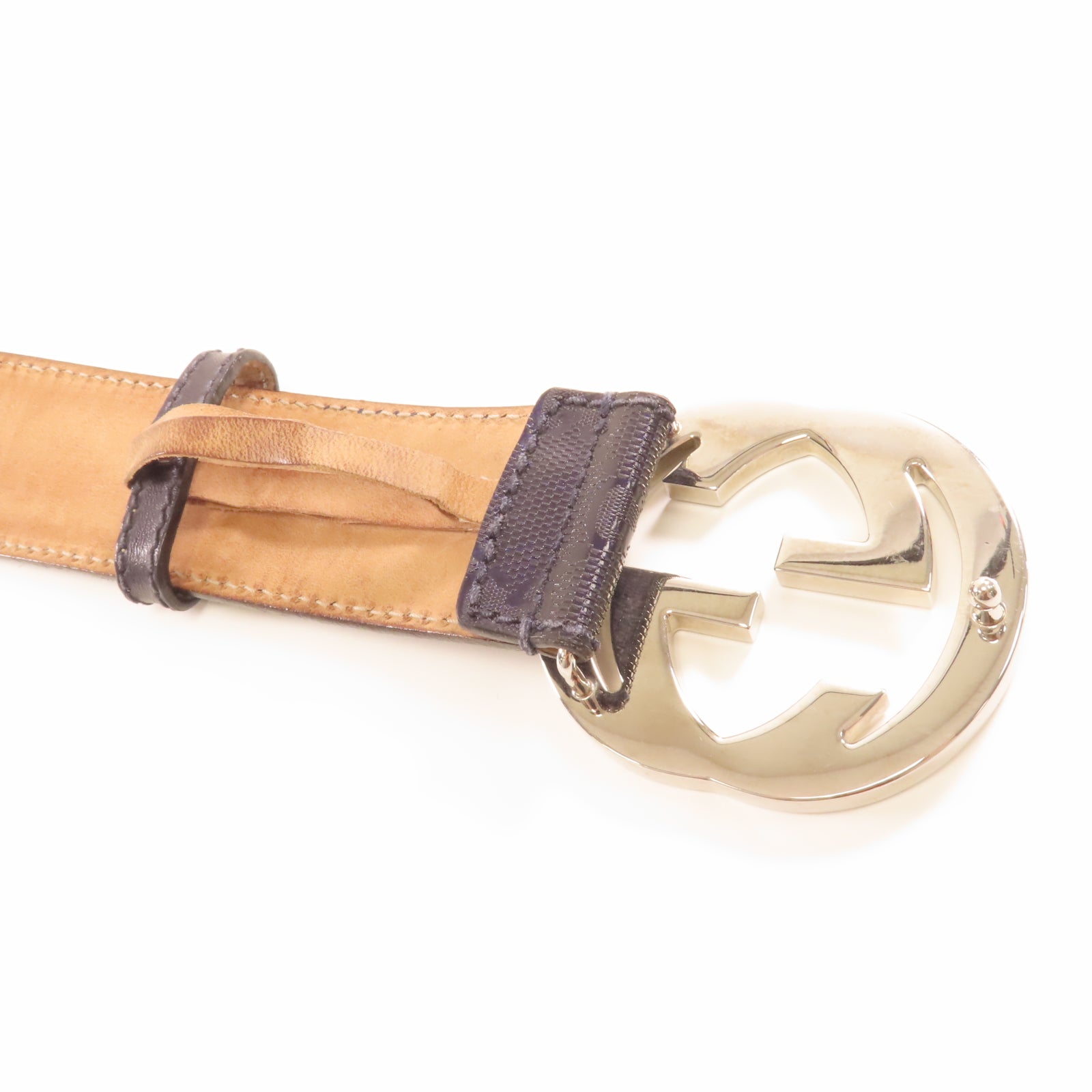 GUCCI PVC Belt銀扣皮帶藍色