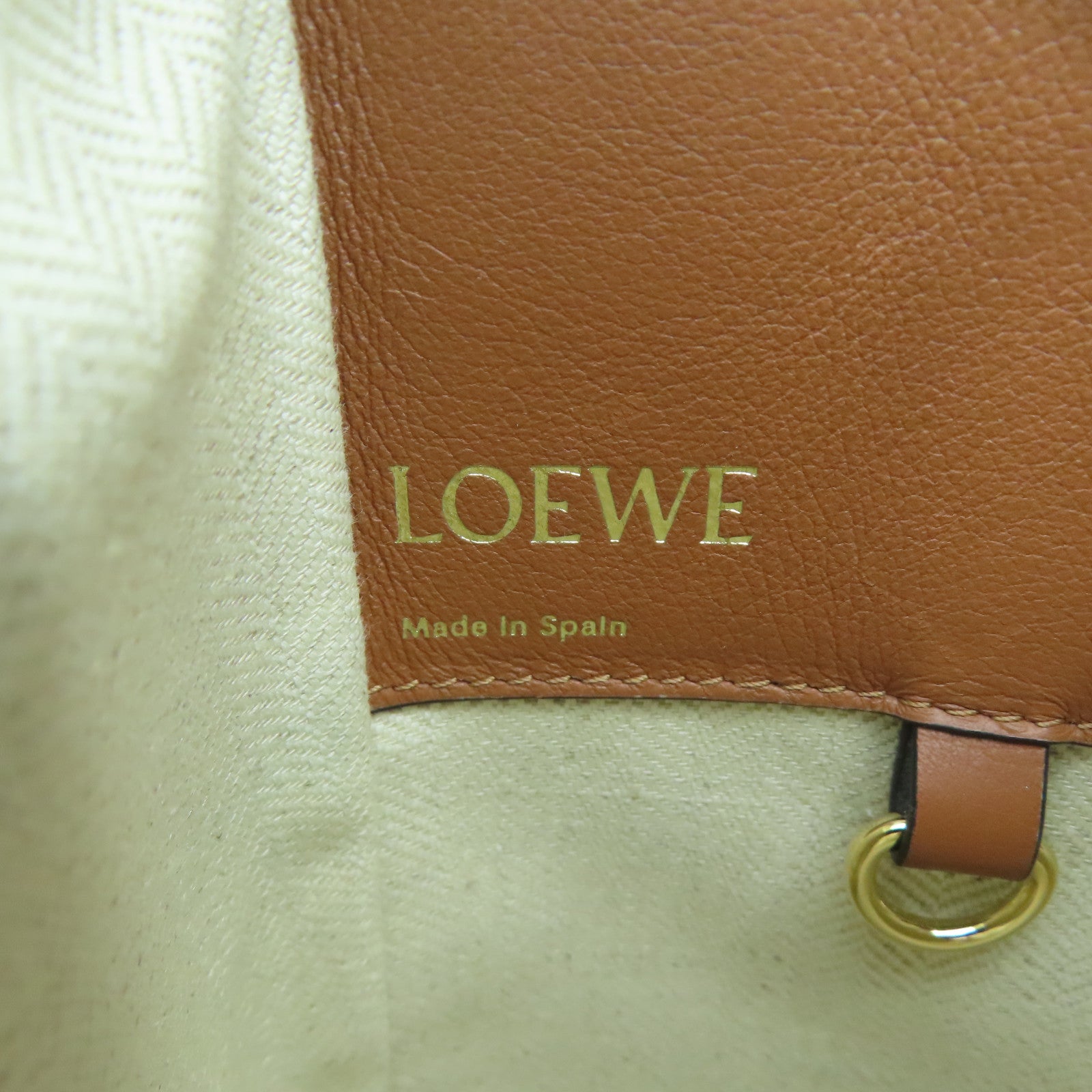LOEWE 【激減優惠】帆布/牛皮皮革Anagram Hammock金扣手挽肩背兩用袋米色/啡色