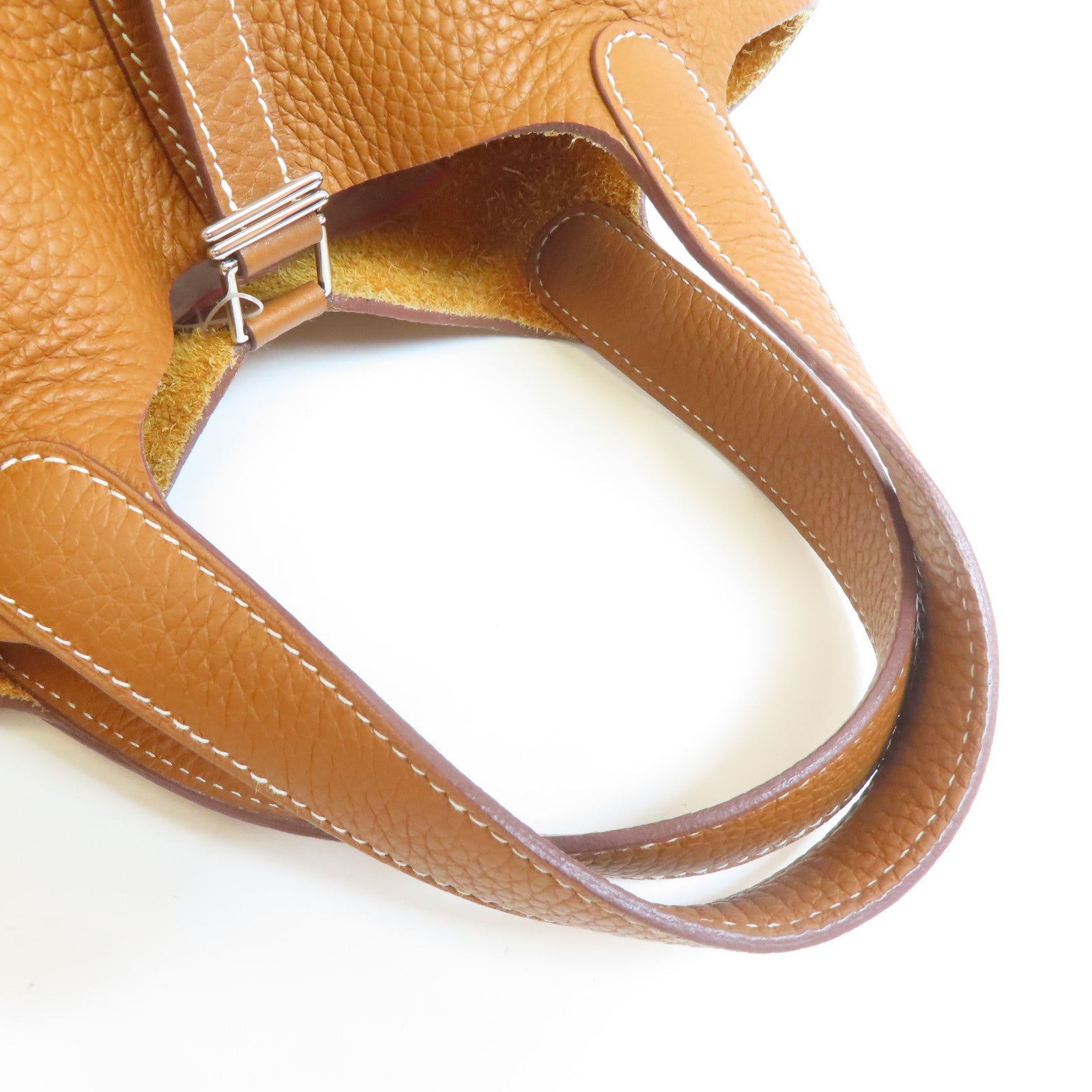 HERMES PHW Picotin PM Handbag Togo Leather Brown