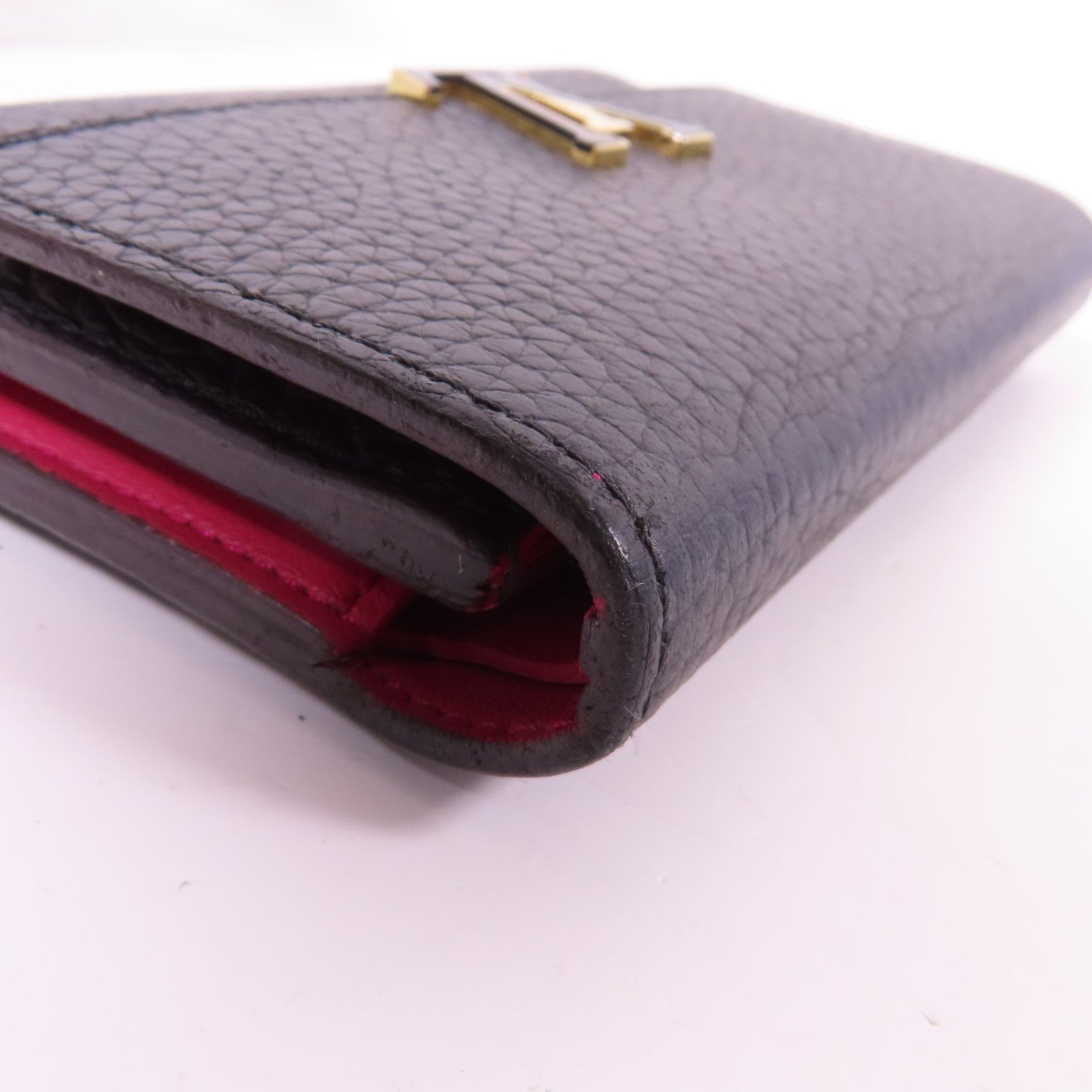 LOUIS VUITTON Taurillon Capucines Compact Trifold Wallet金扣錢包