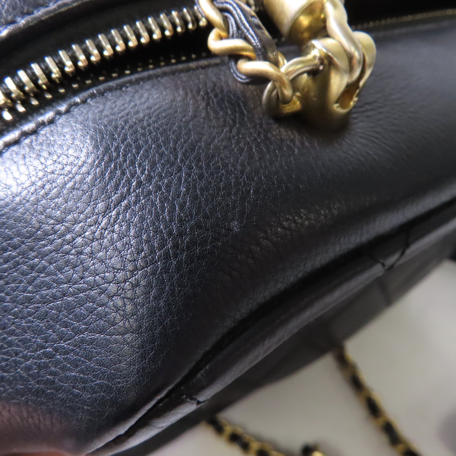 CHANEL 菱格牛皮皮革2way Shoulder Bag金扣鏈帶肩背袋黑色