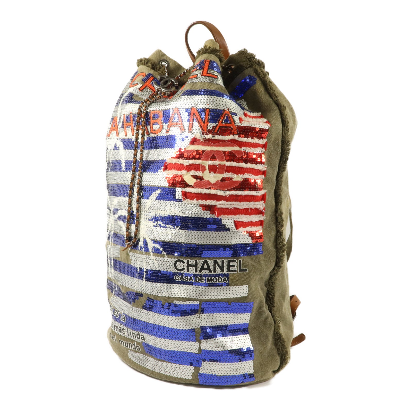 CHANEL 帆布/珠片La Habana Backpack背包