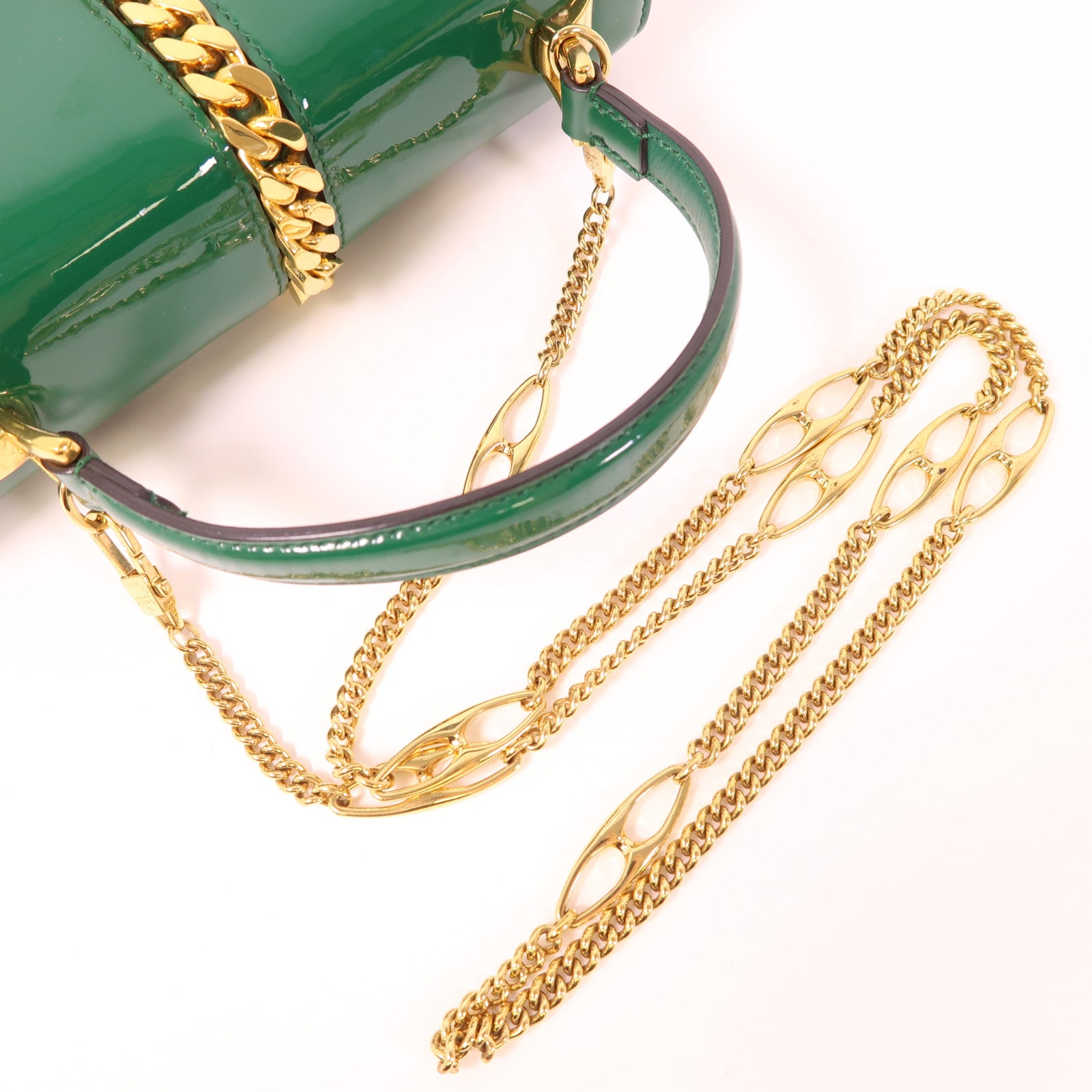 GUCCI 漆皮皮革Sylvie 1969 Bag金扣手挽肩背兩用袋