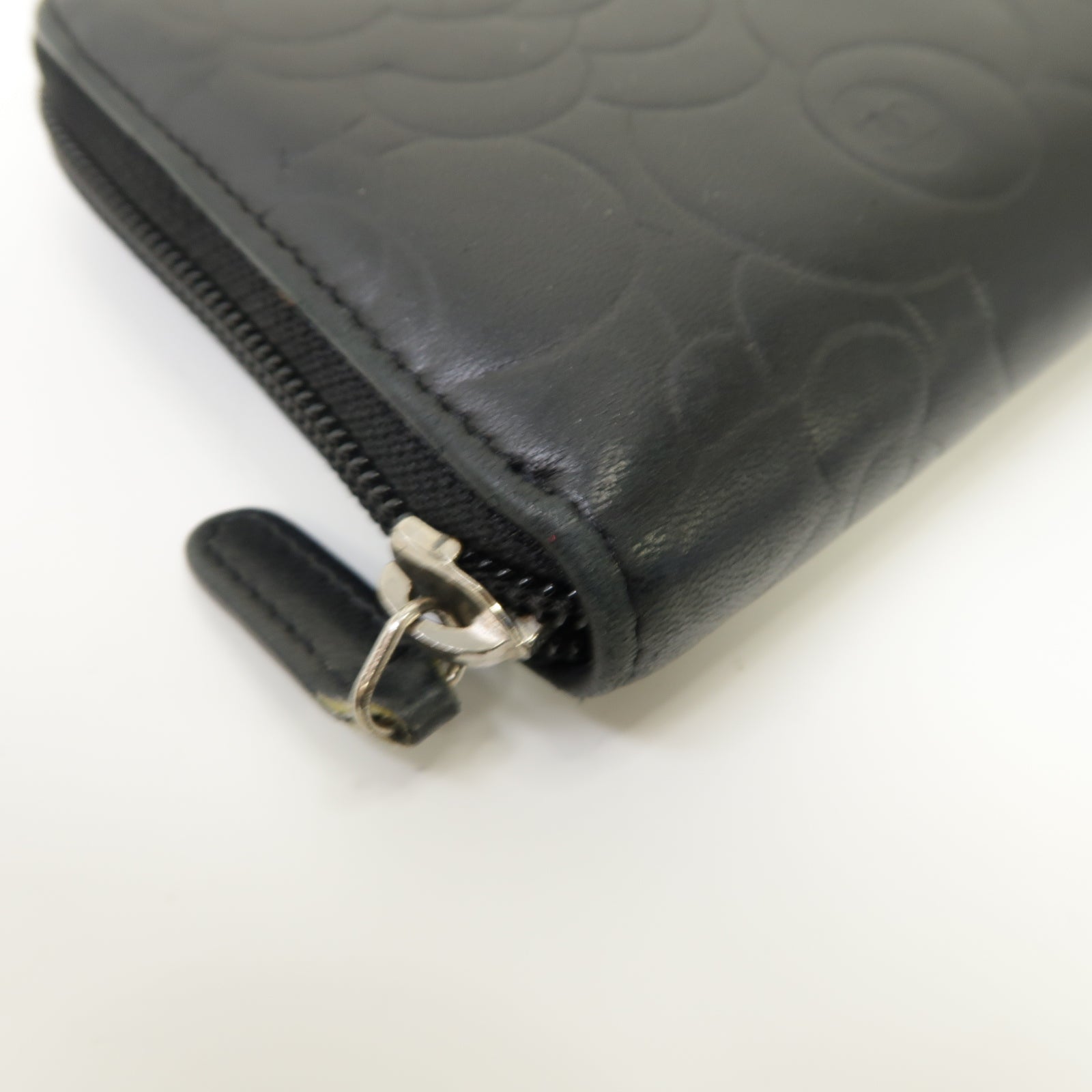 CHANEL 【激減優惠】羊皮皮革Zipped Long Wallet銀扣長錢包銀色
