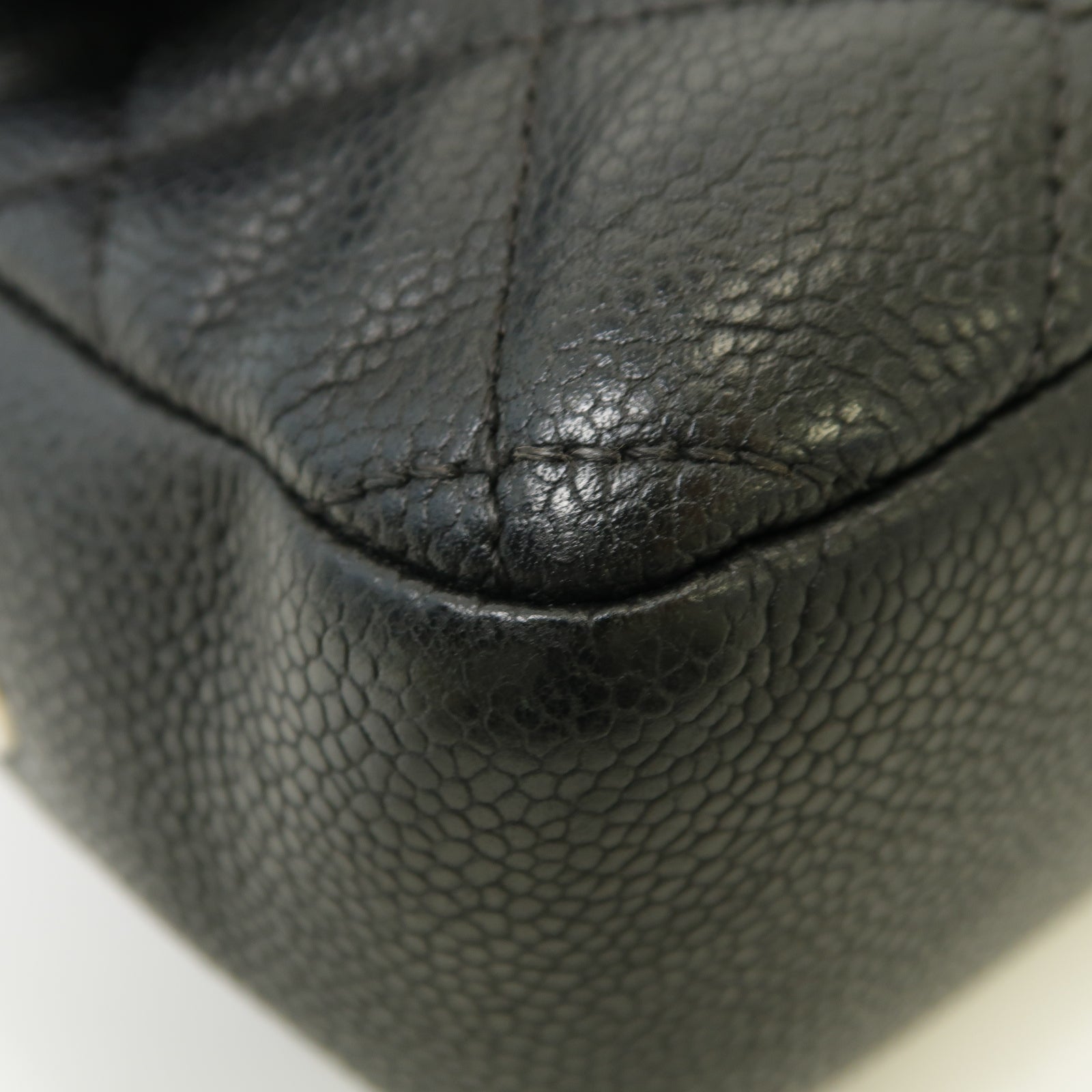 CHANEL 菱格Caviar皮革Chain Shoulder Bag銀扣鏈帶肩背袋黒色