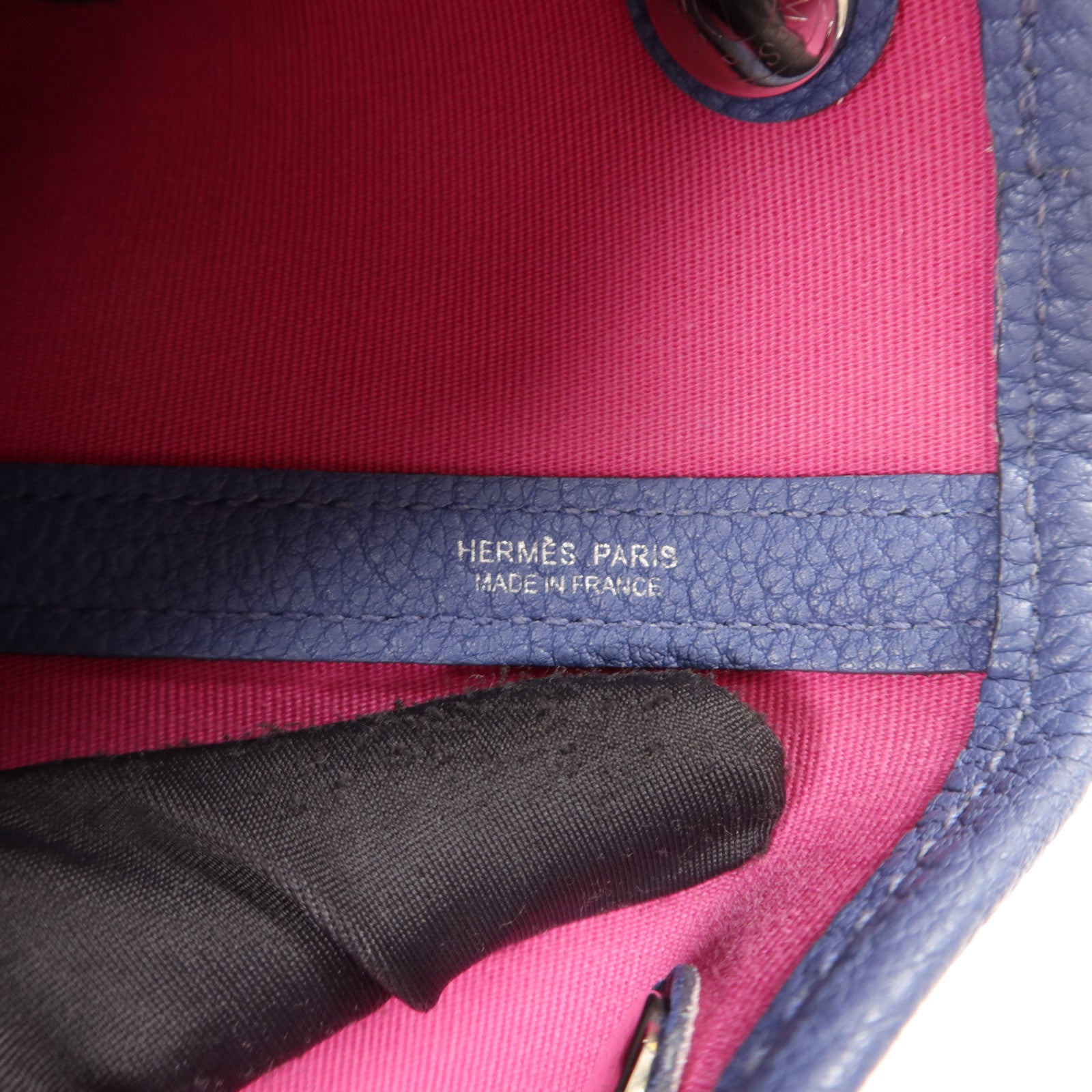 HERMES Negonda皮革/帆布GardenParty PM手挽袋Magnolia/Bleu Brighton