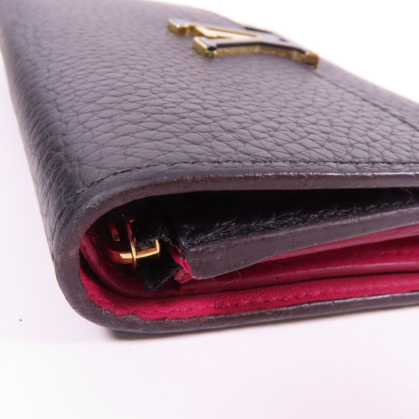 LOUIS VUITTON Taurillon Capucines Compact Trifold Wallet金扣錢包