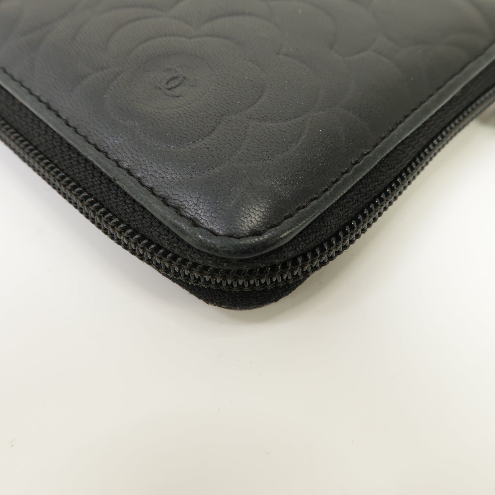 CHANEL 【激減優惠】羊皮皮革Zipped Long Wallet銀扣長錢包銀色
