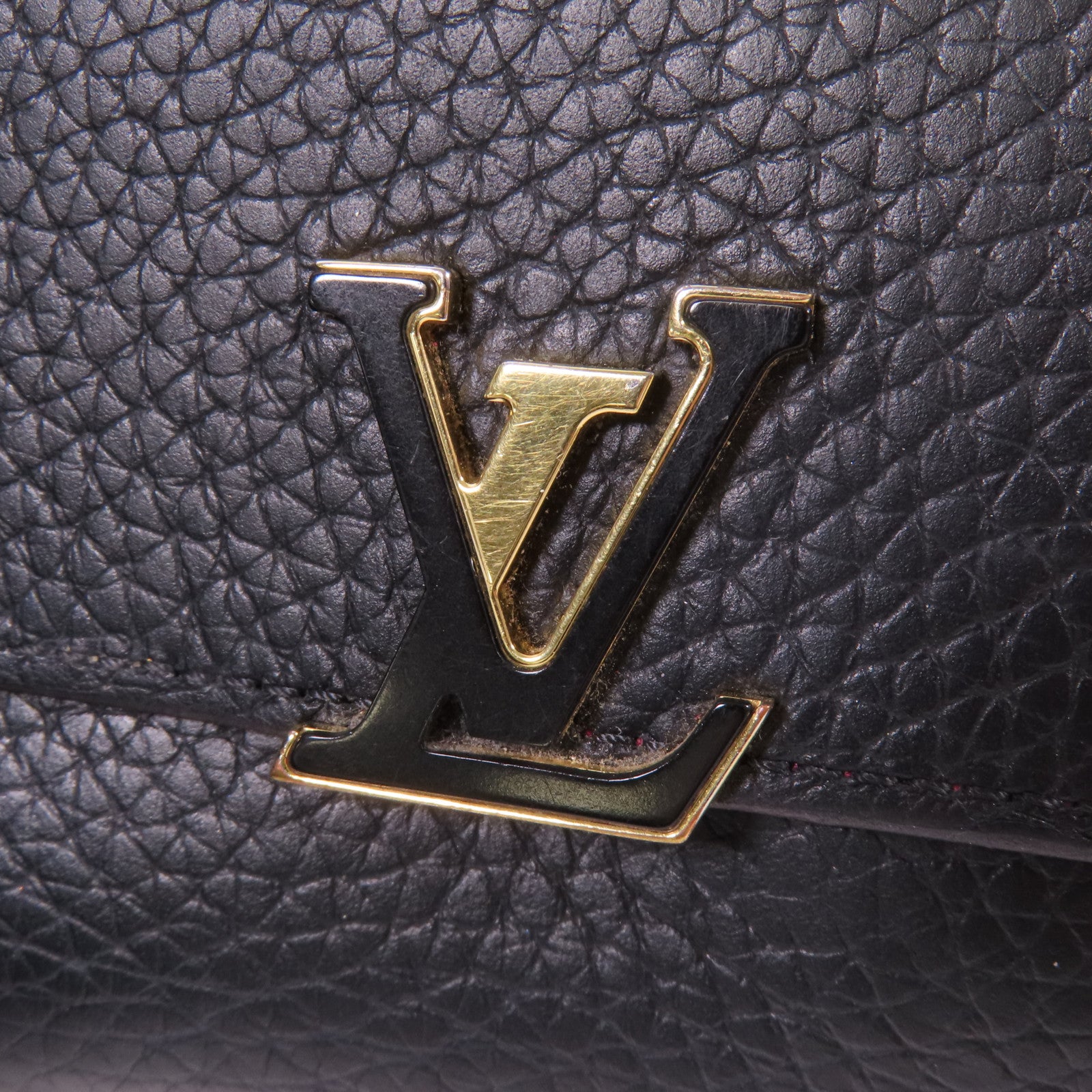 LOUIS VUITTON Taurillon Capucines Compact Trifold Wallet金扣錢包