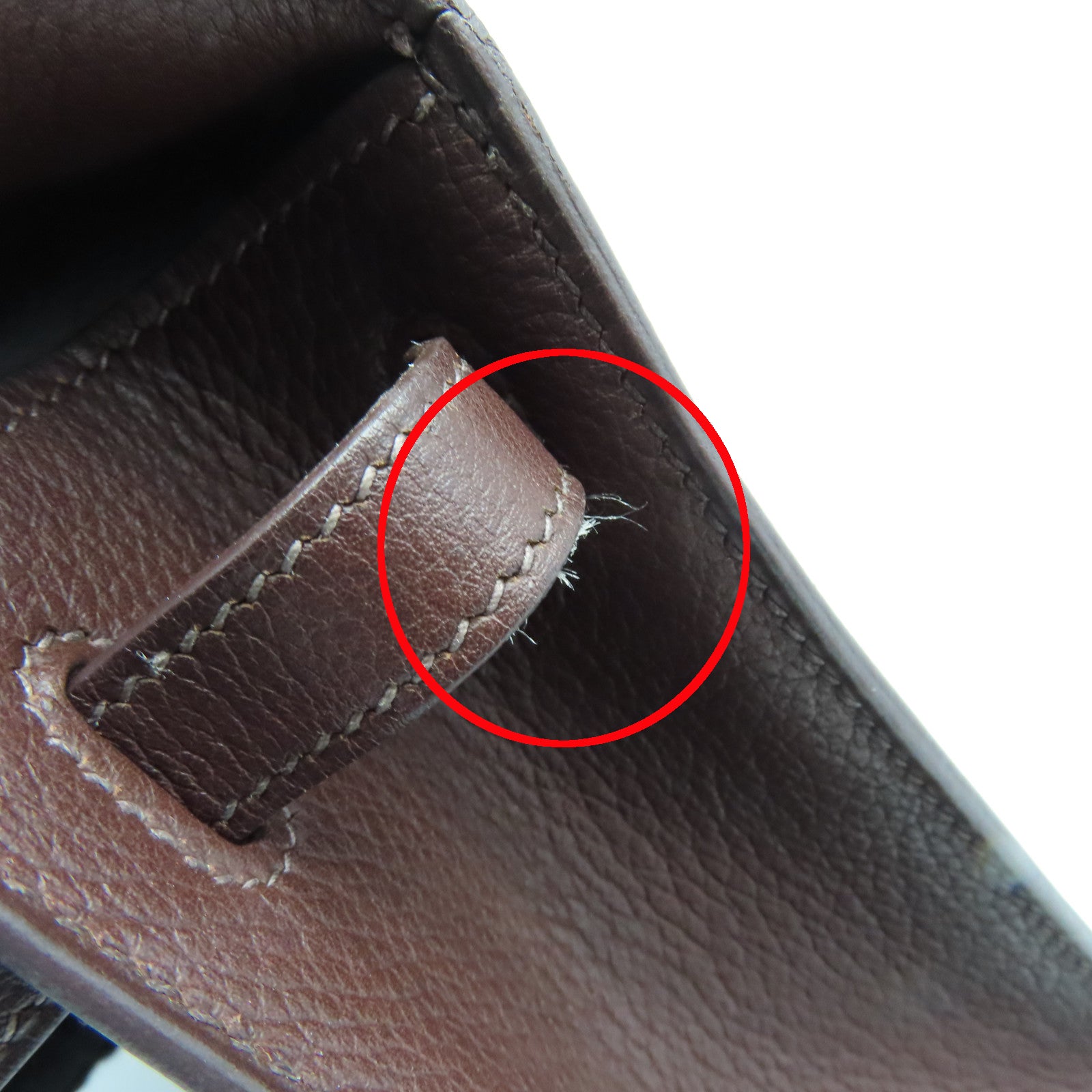HERMES Evergrain皮革Kelly Pochette銀扣手拿包Havane啡色