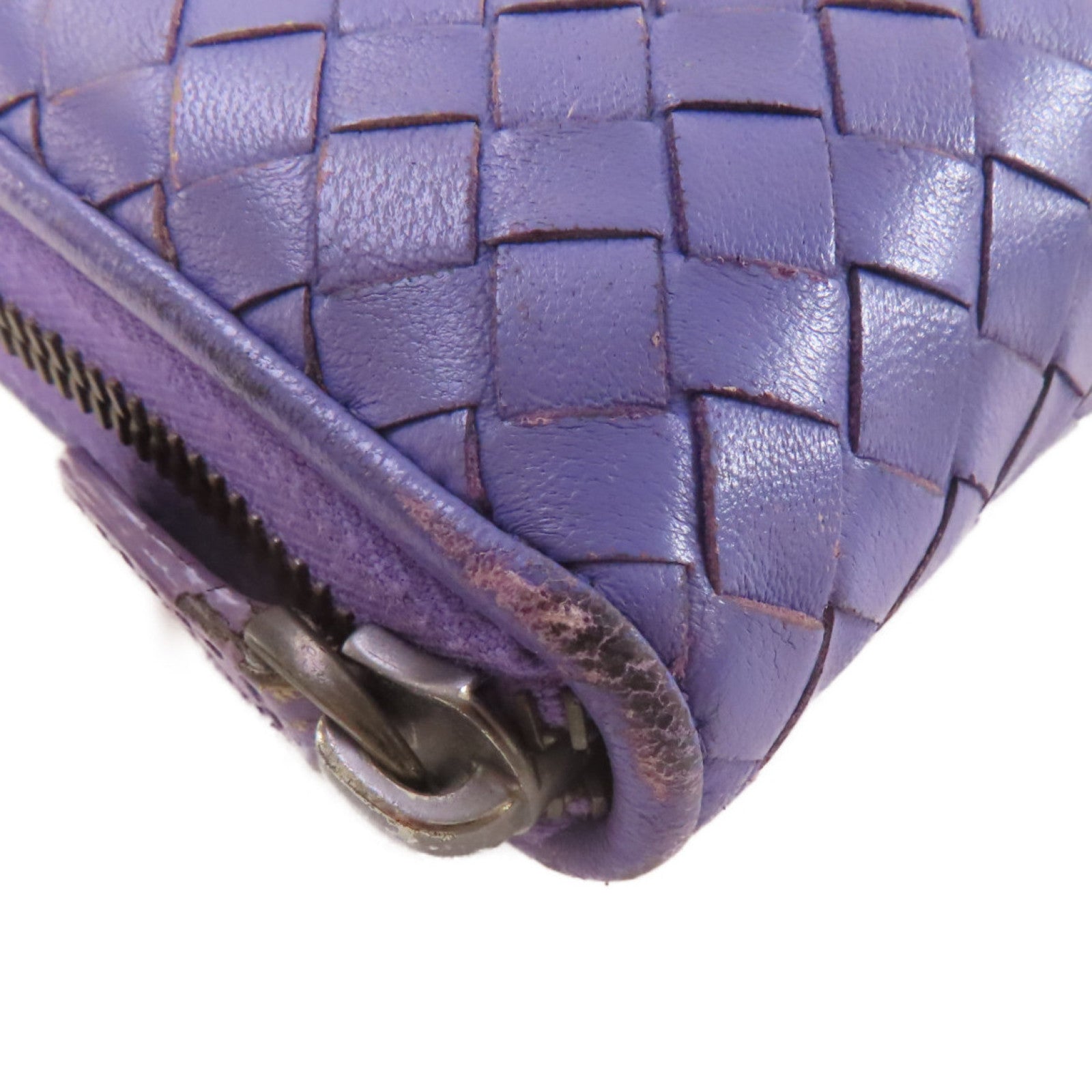 BOTTEGA VENETA 【激減優惠】織紋皮革Zipper Long Wallet拉鏈長錢包紫色
