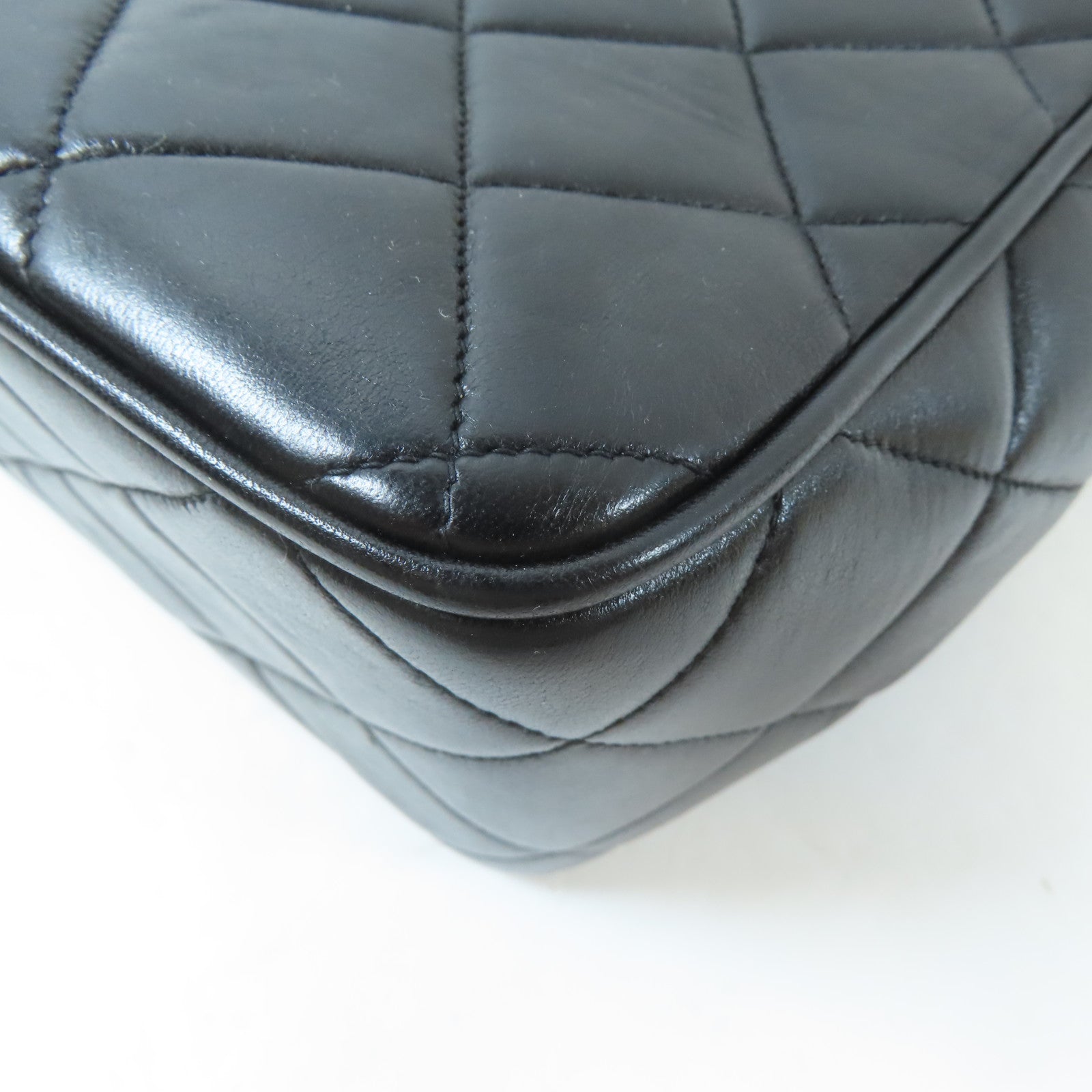 CHANEL 菱格牛皮皮革Vintage Chain Shoulder Bag金扣鏈帶肩背袋黑色
