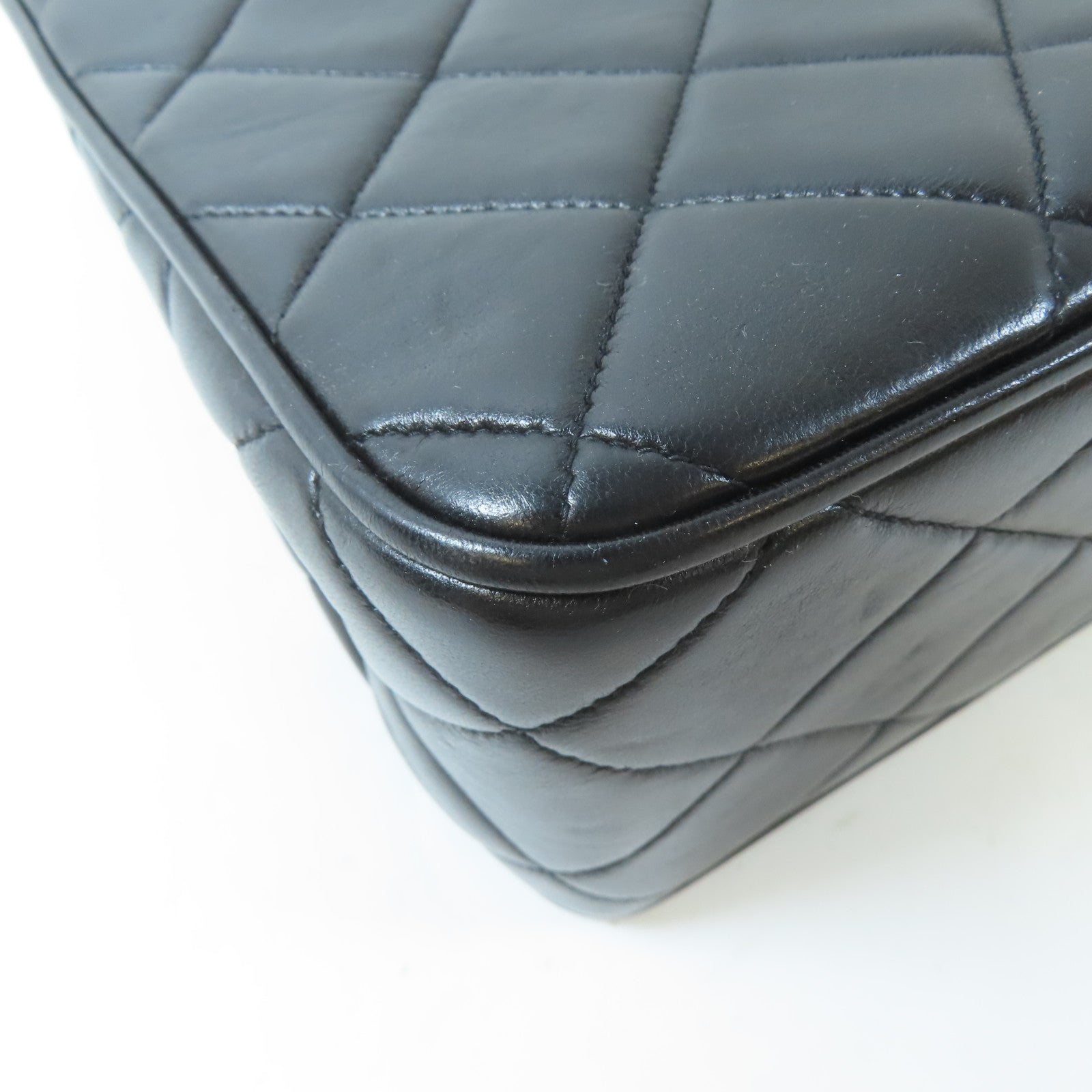 CHANEL 菱格牛皮皮革Vintage Chain Shoulder Bag金扣鏈帶肩背袋黑色
