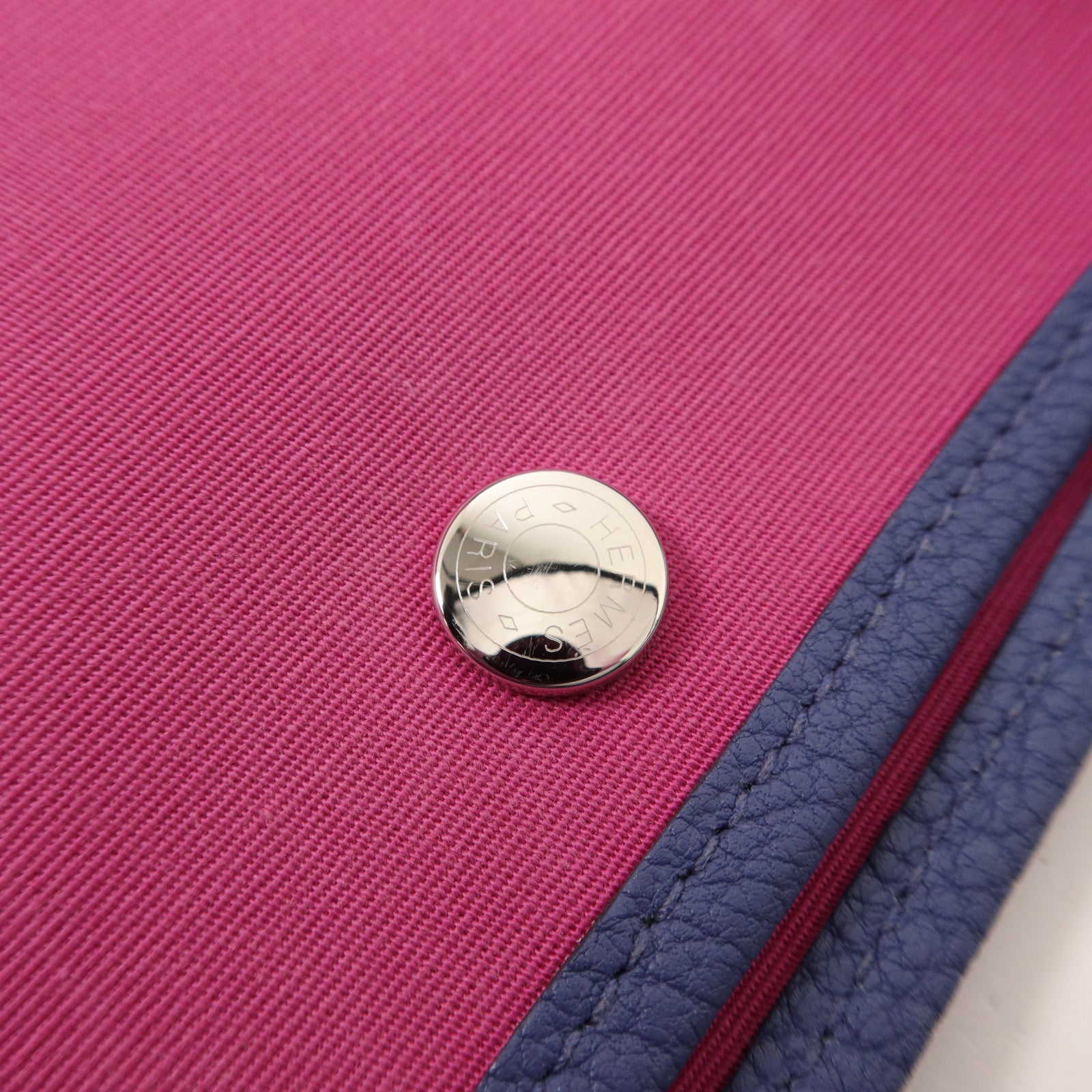 HERMES Negonda皮革/帆布GardenParty PM手挽袋Magnolia/Bleu Brighton