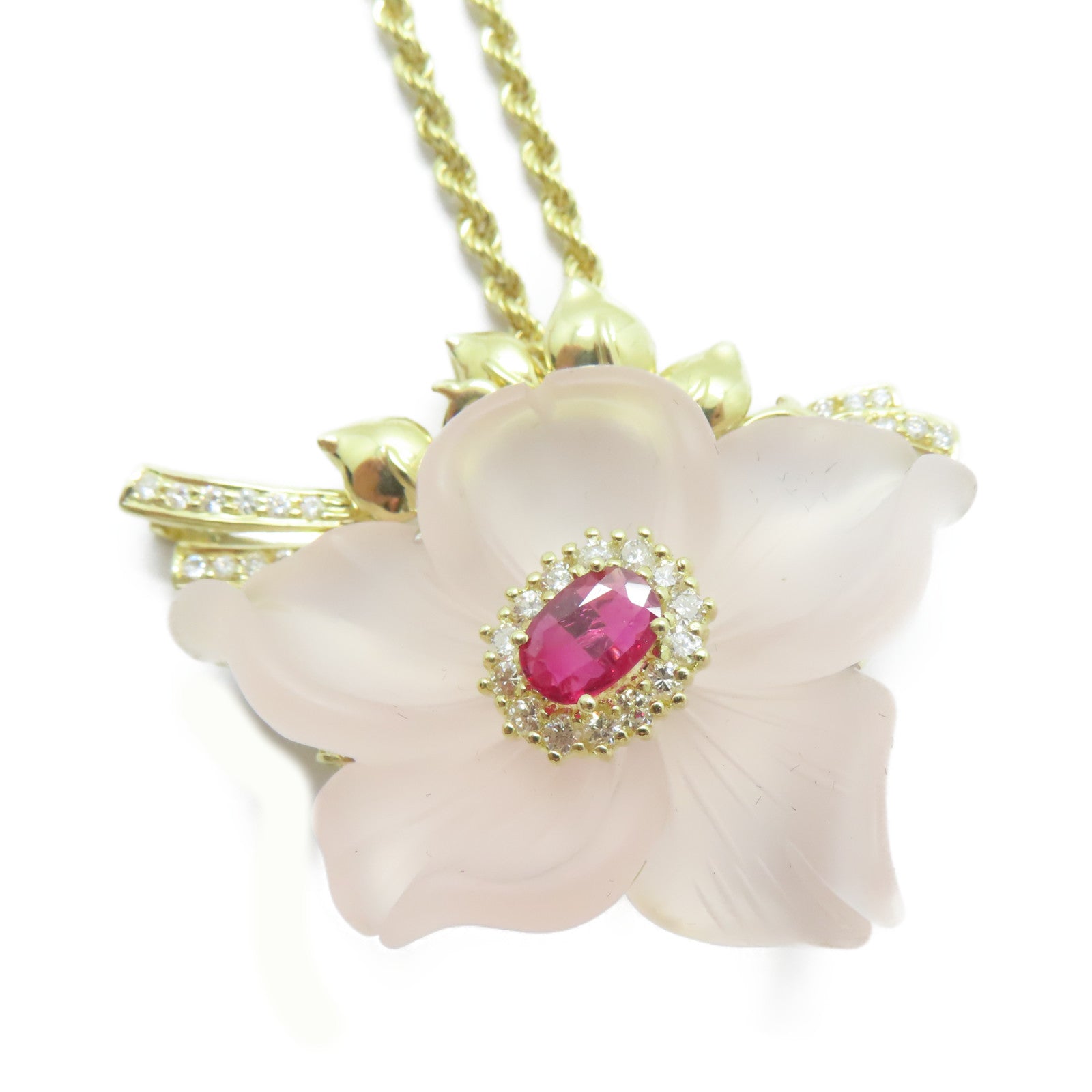 JEWELRY 18K黃金Necklace 30.68ct Quartz/0.55ct紅寶石項鍊